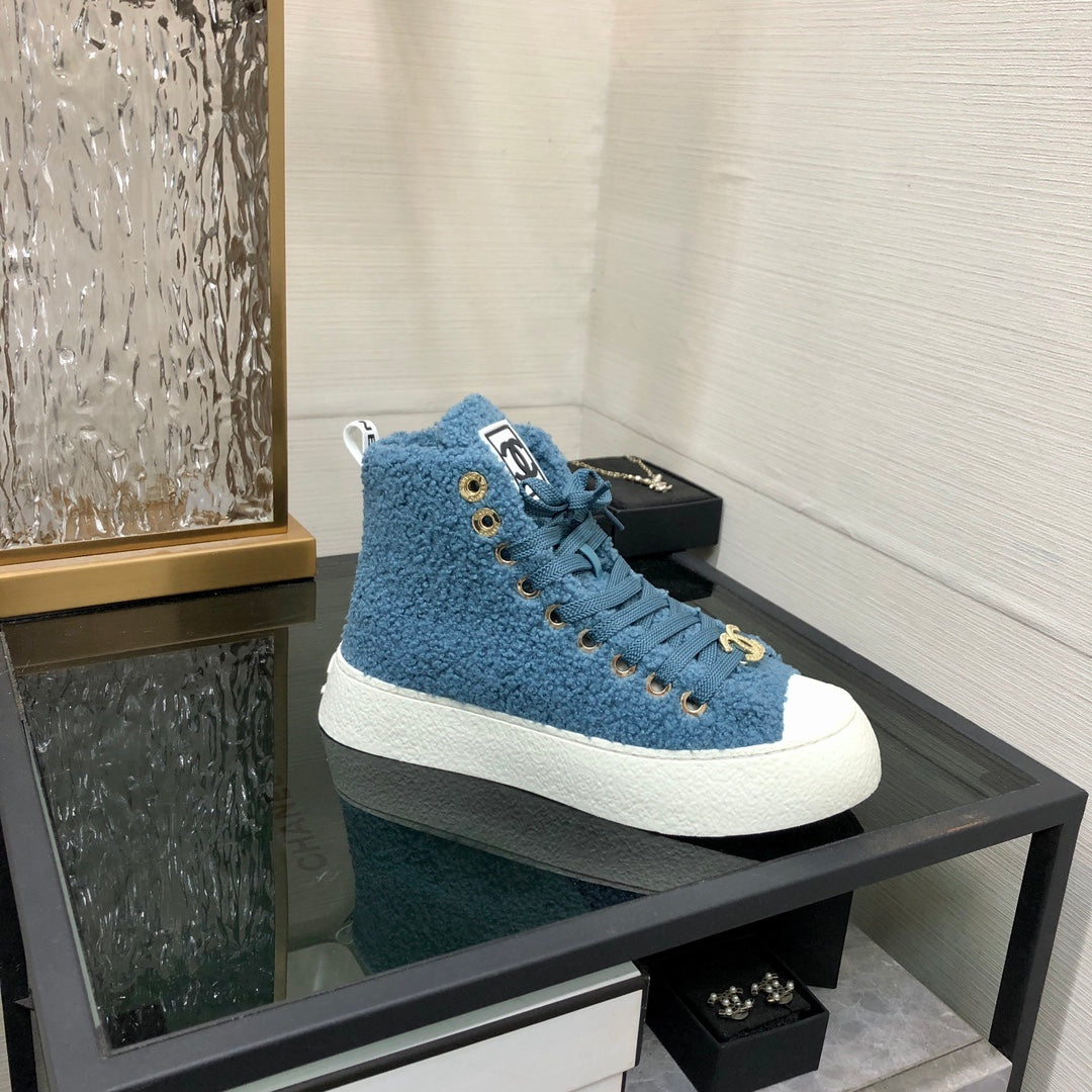 CC High Top Sneaker Cerulean Wool