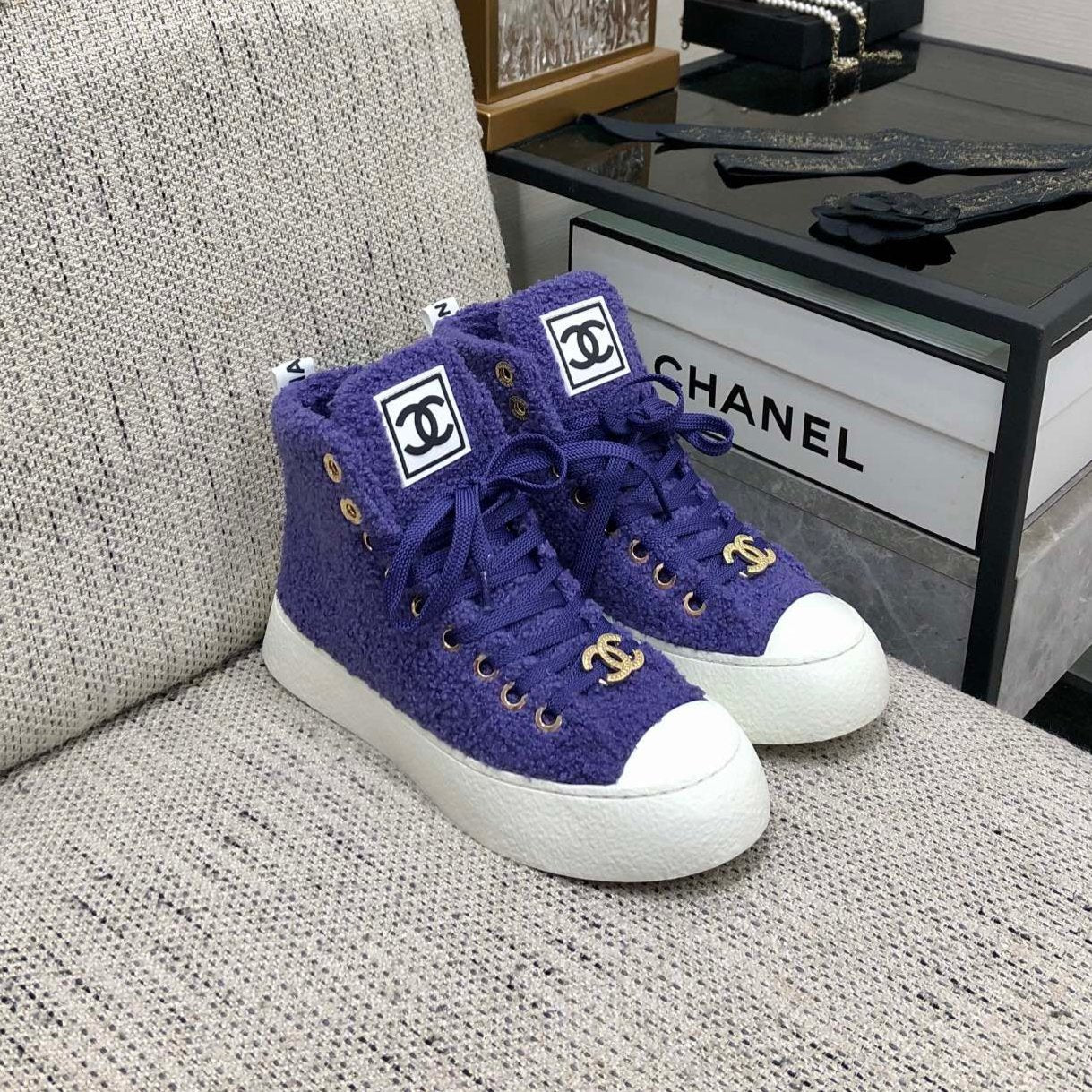 CC High Top Sneaker Purple Wool