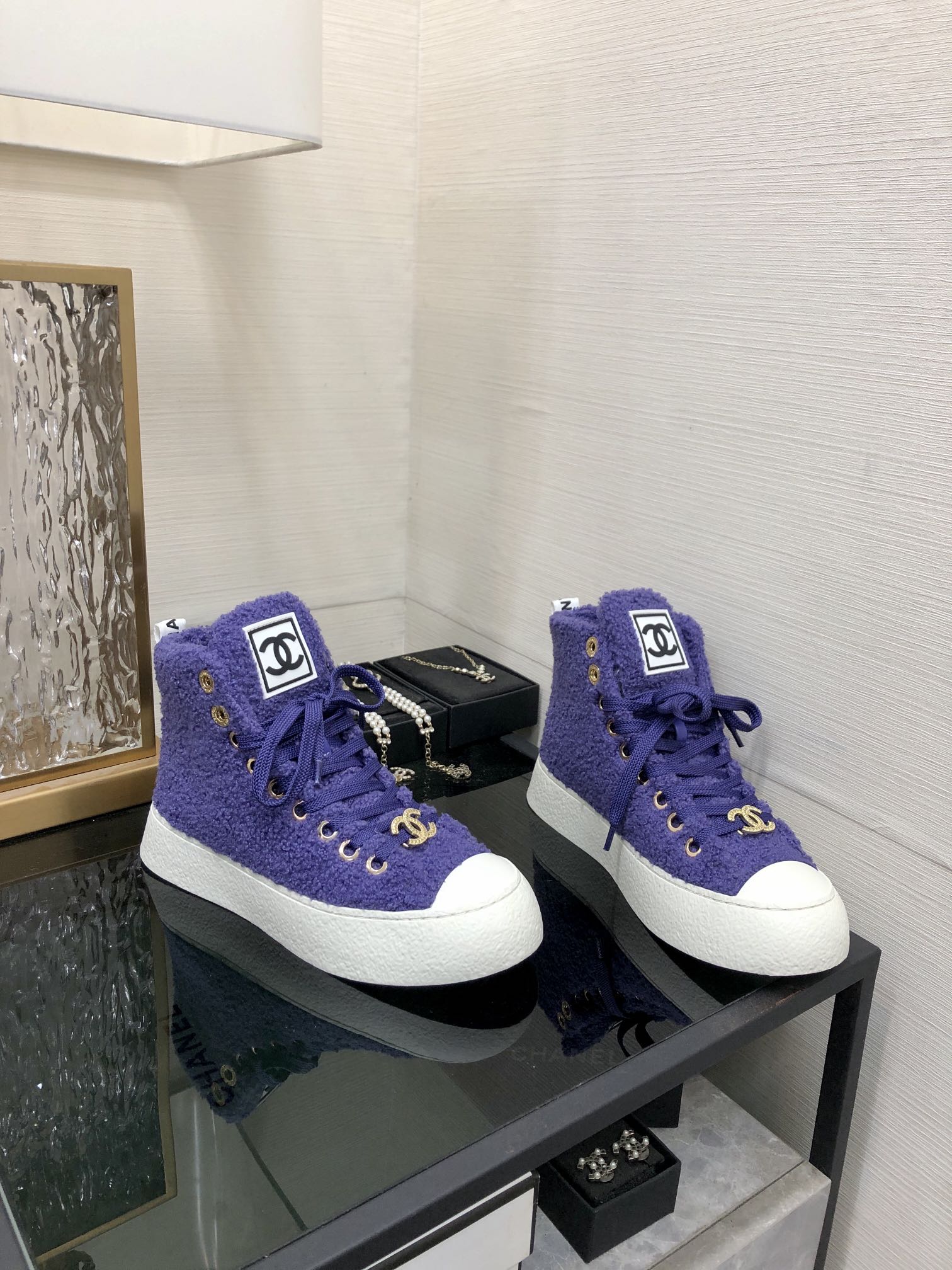 CC High Top Sneaker Purple Wool