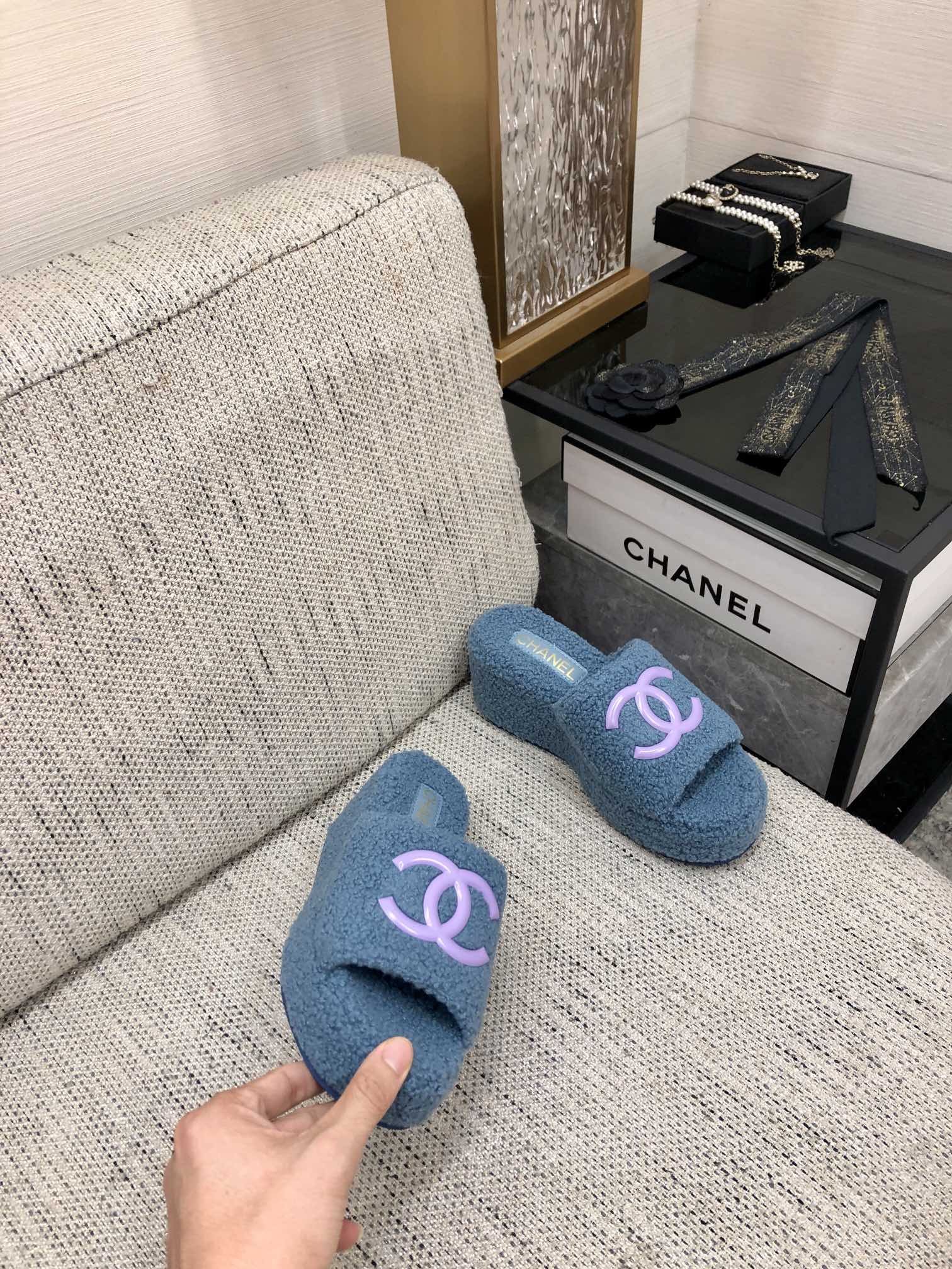 CC Wedge Sandal Cerulean Wool