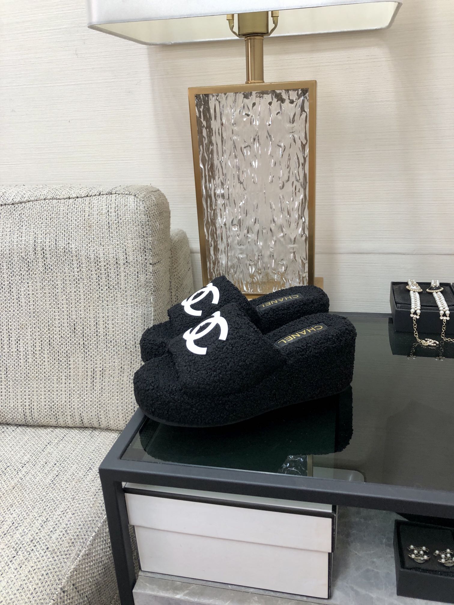 CC Wedge Sandal Black Wool