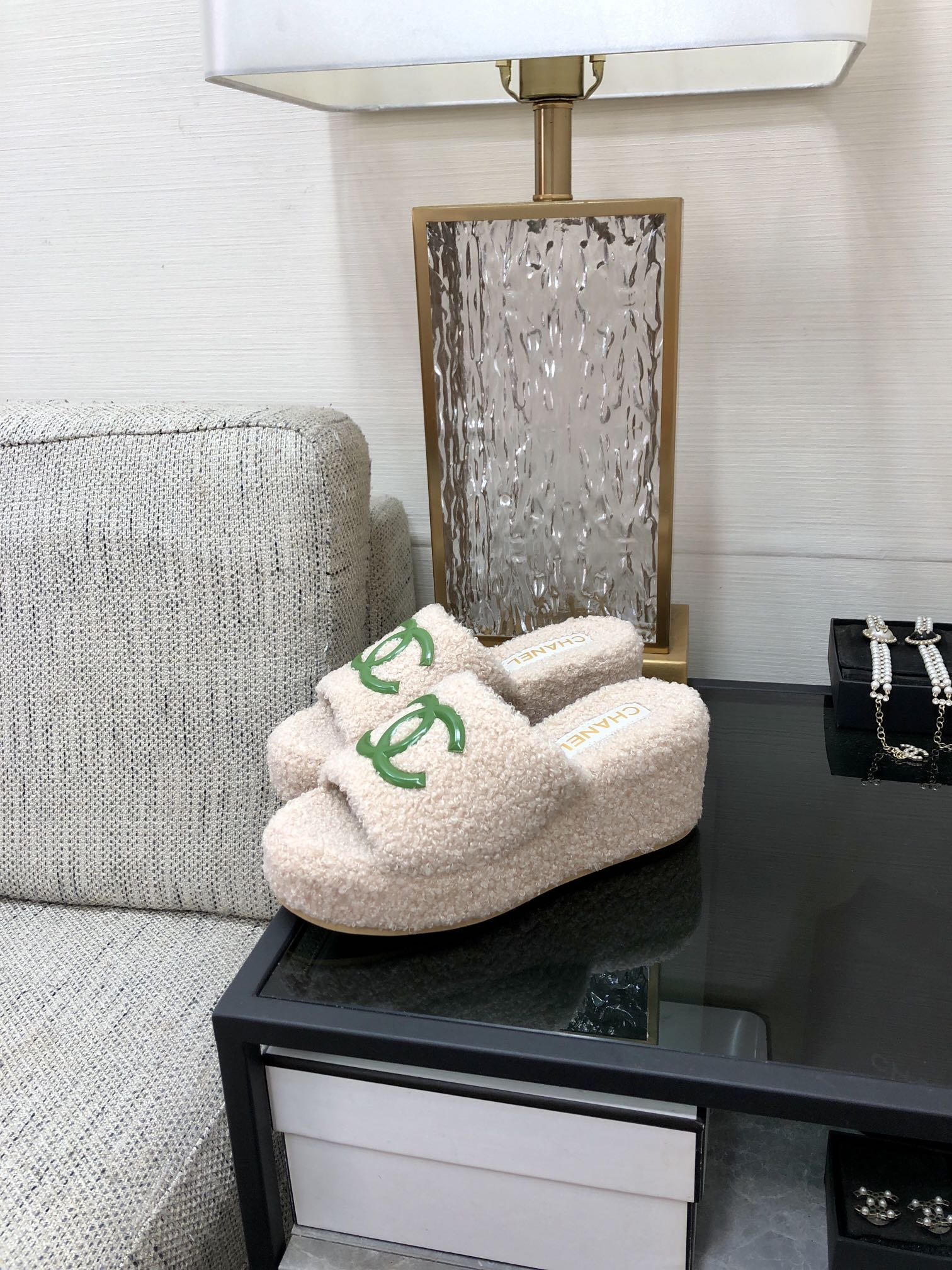 CC Wedge Sandal Beige Wool