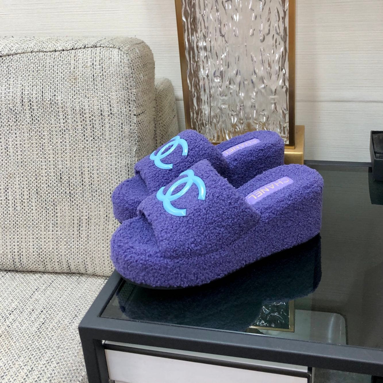 CC Wedge Sandal Purple Wool