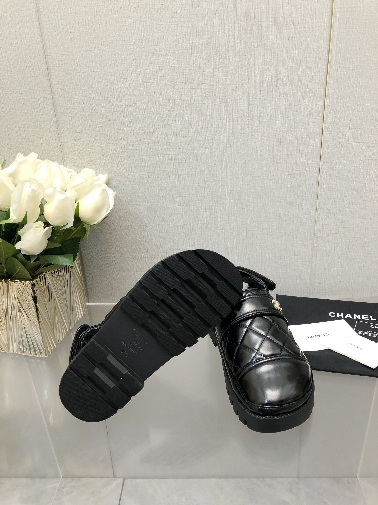 CHUNKY PLATFORM SHEARLING SLIPPER BLACK LAMBSKIN