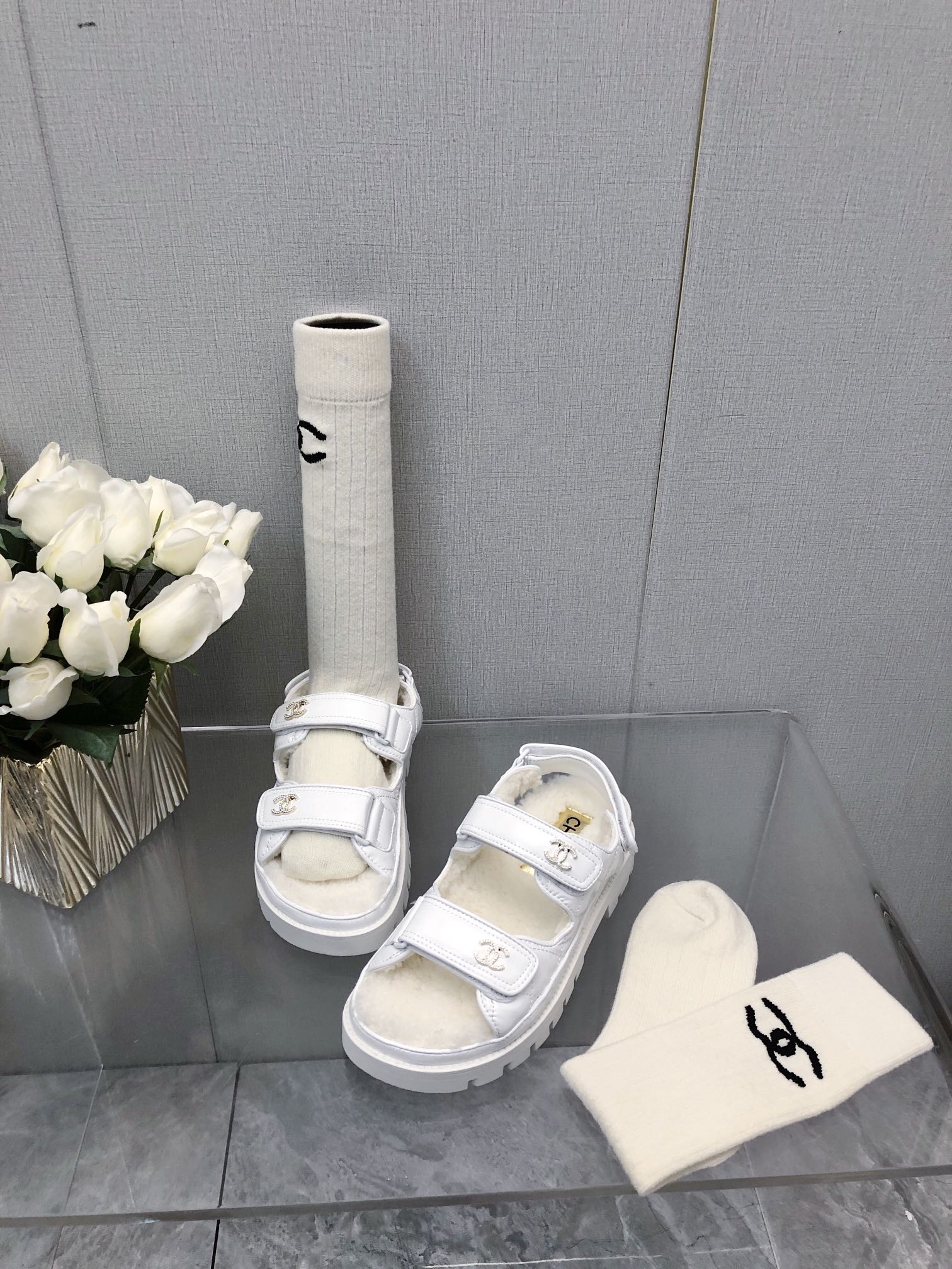 DAD SANDAL WHITE LAMBSKIN