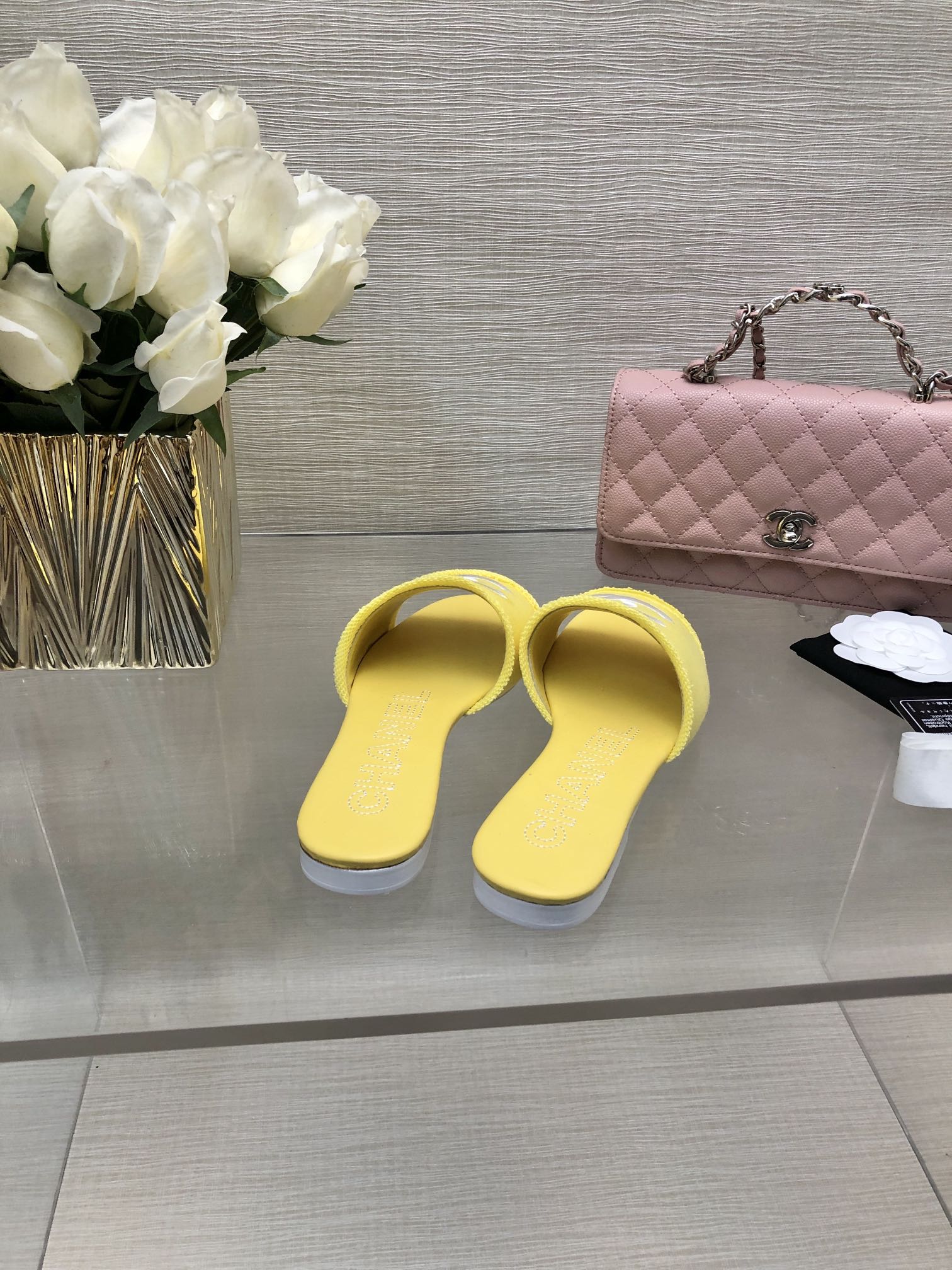 CC 25C Slippers Yellow Fabric Material 212965