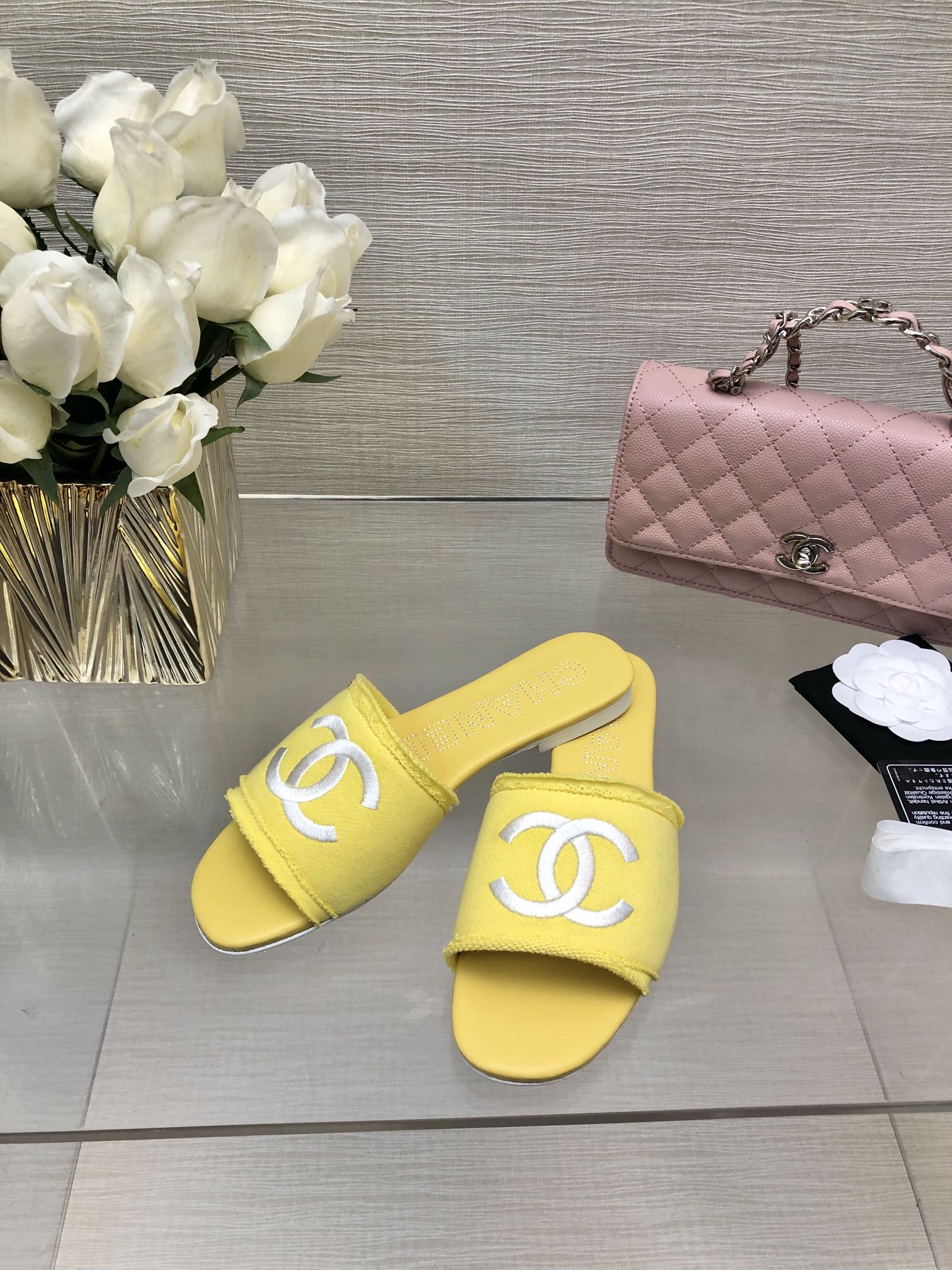 CC 25C Slippers Yellow Fabric Material 212965