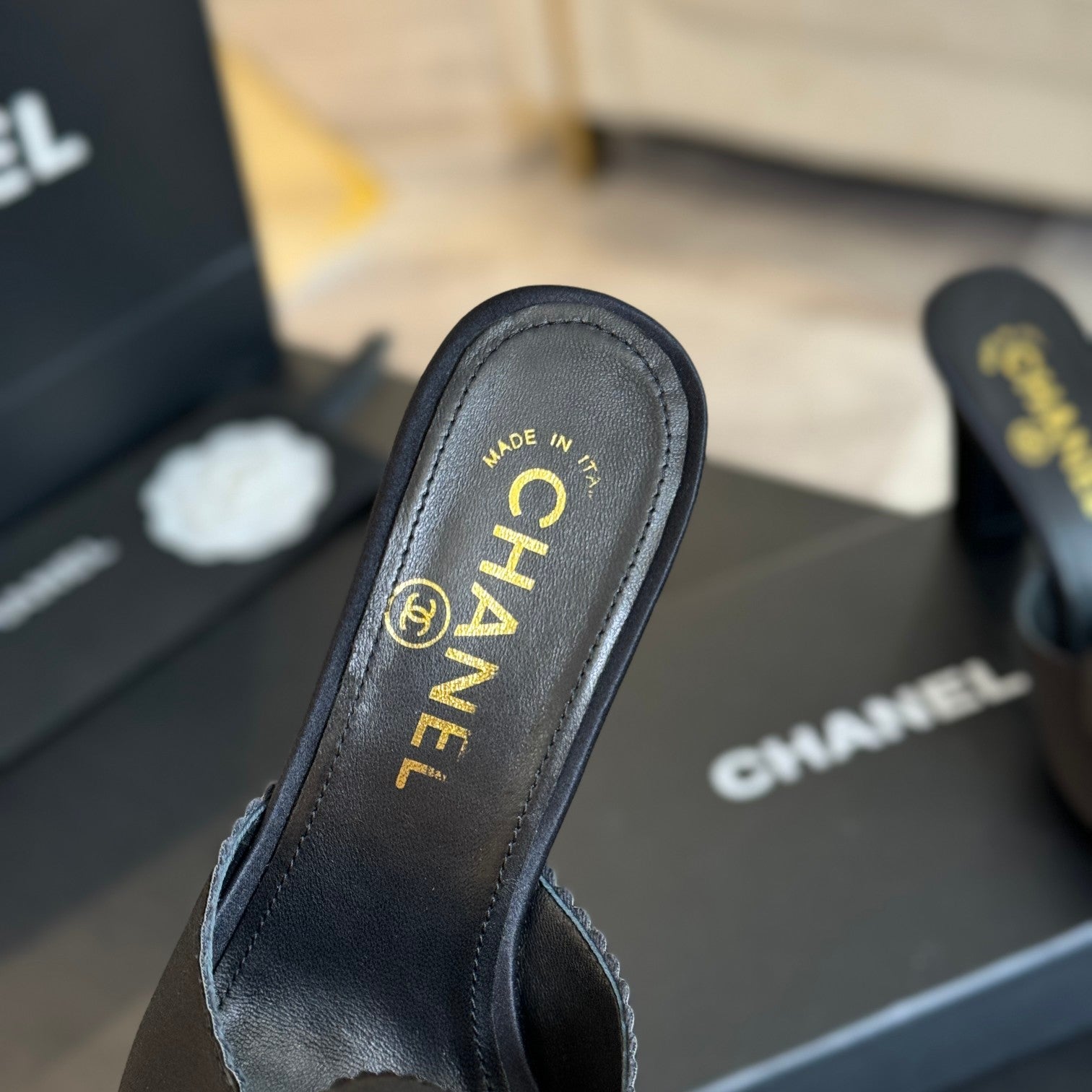 CC Mules 80mm Black Matte Fabric