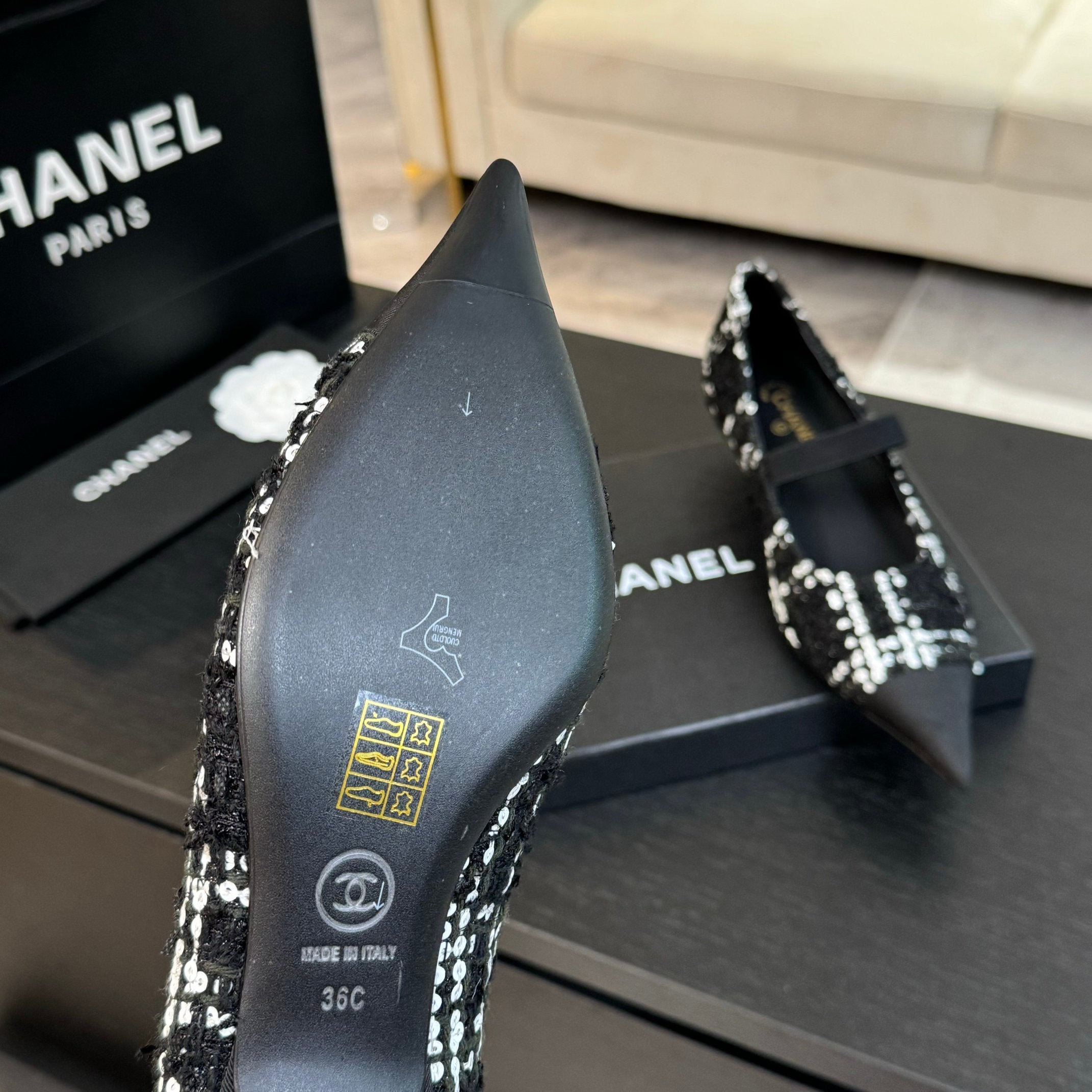 mary jane 35 pointed toe black white tweed sequin