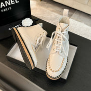 CC Ankle Boots White With Chain Calfskin