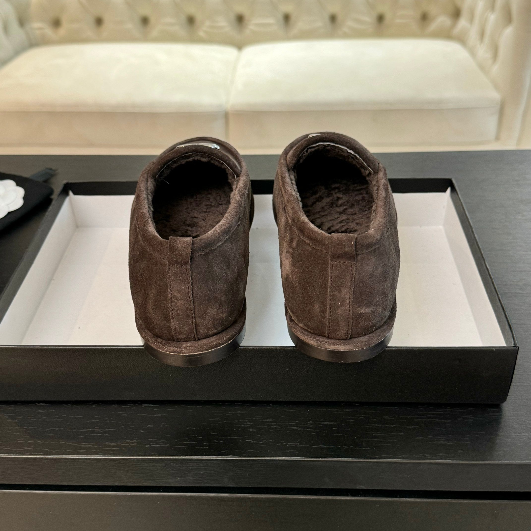 CC Moccasins Gray Brown Suede And Wool