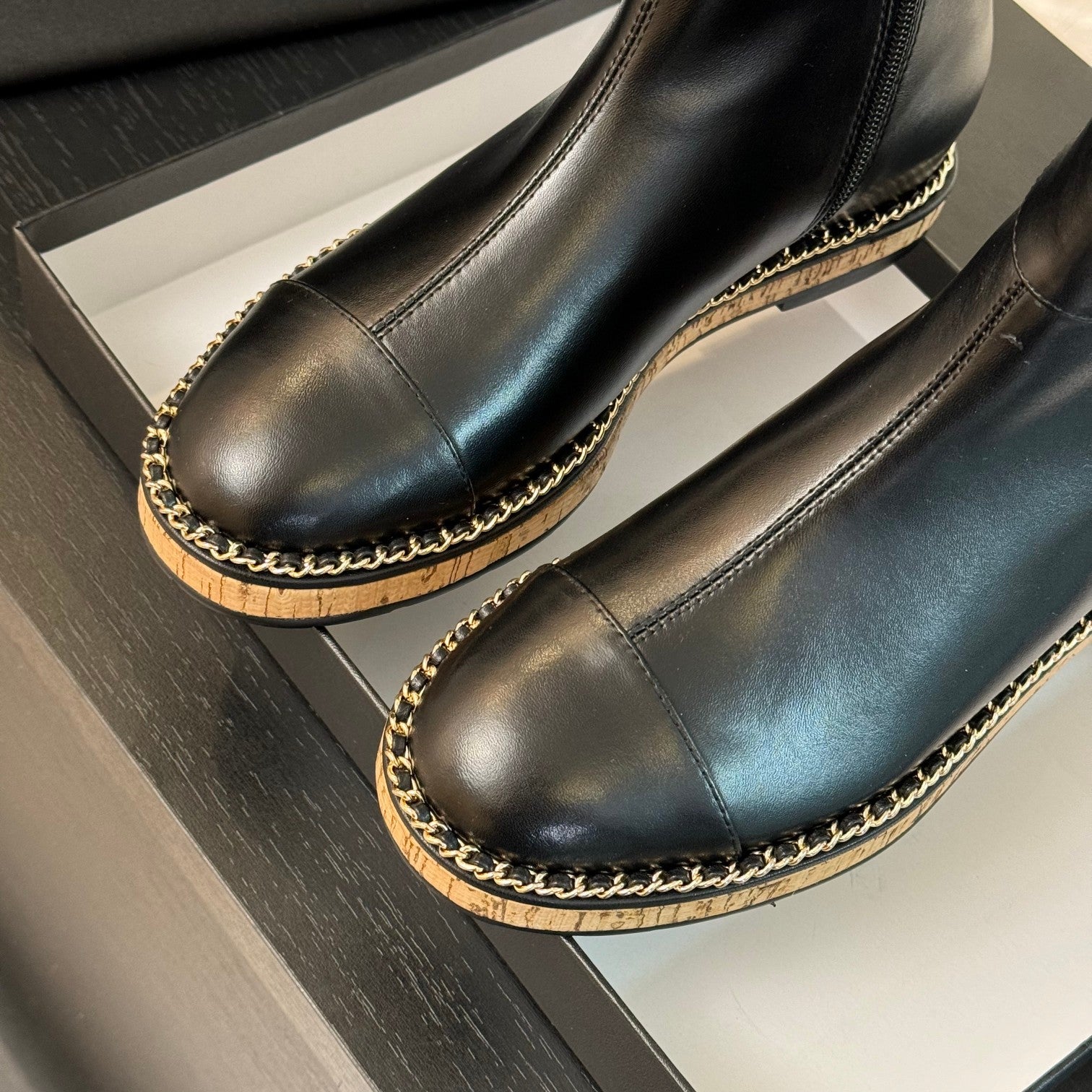 CC Ankle Boots 20mm Black Chain Calfskin