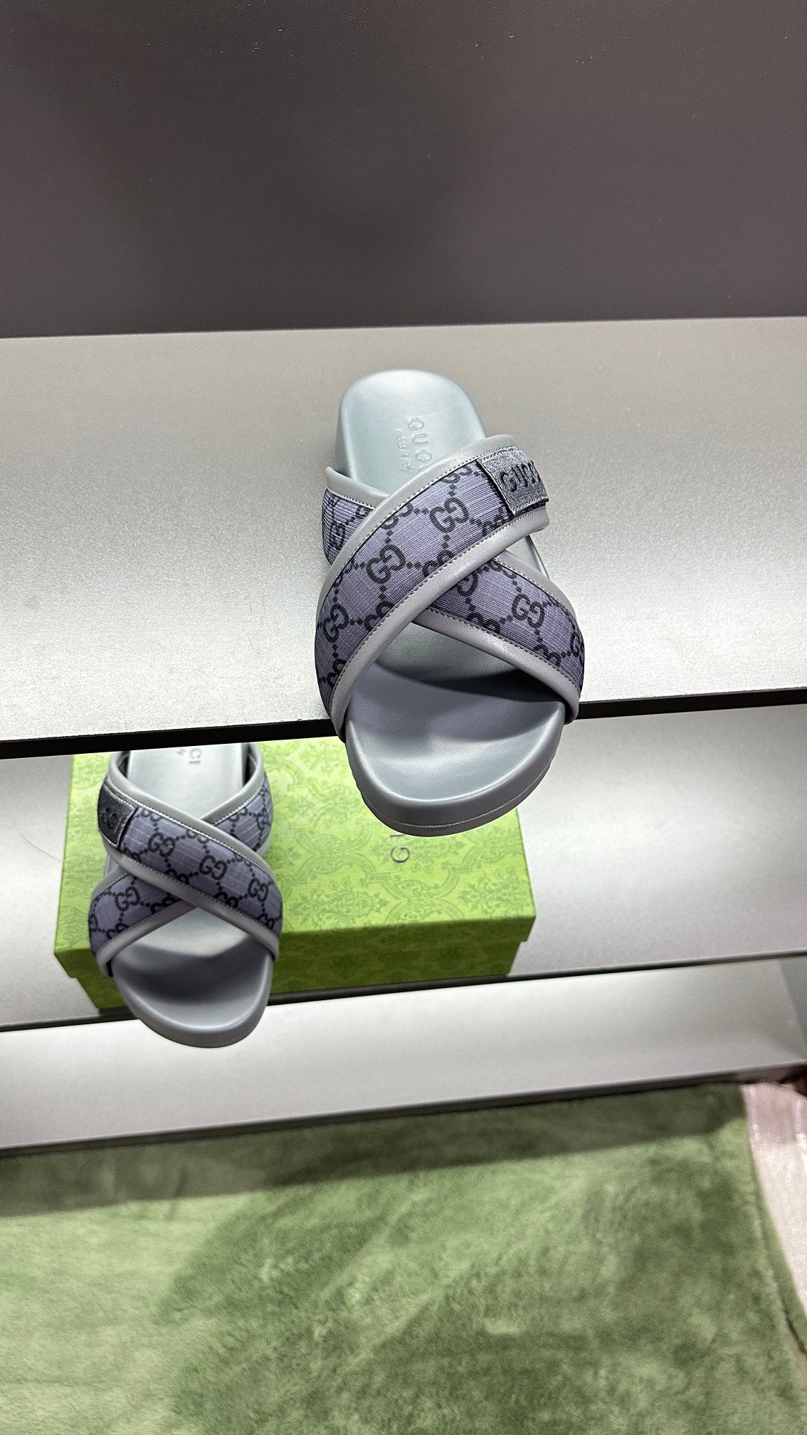 GG Men's Sandals Purple Grey Polyester Leather 547242