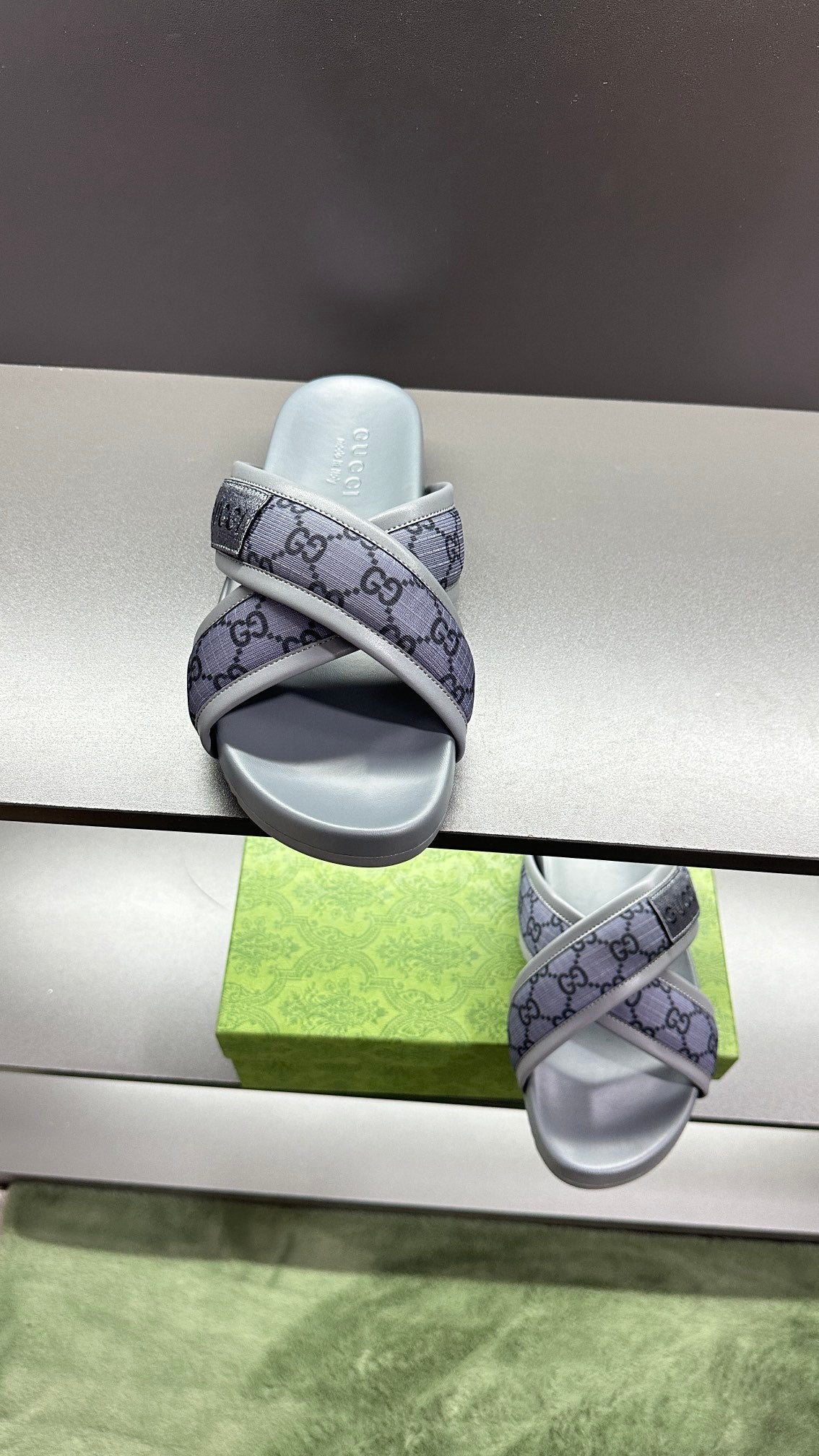 GG Men's Sandals Purple Grey Polyester Leather 547242