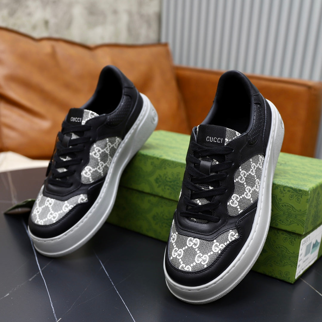 GG Men's Sneaker Black Colth Sheepskin 523161