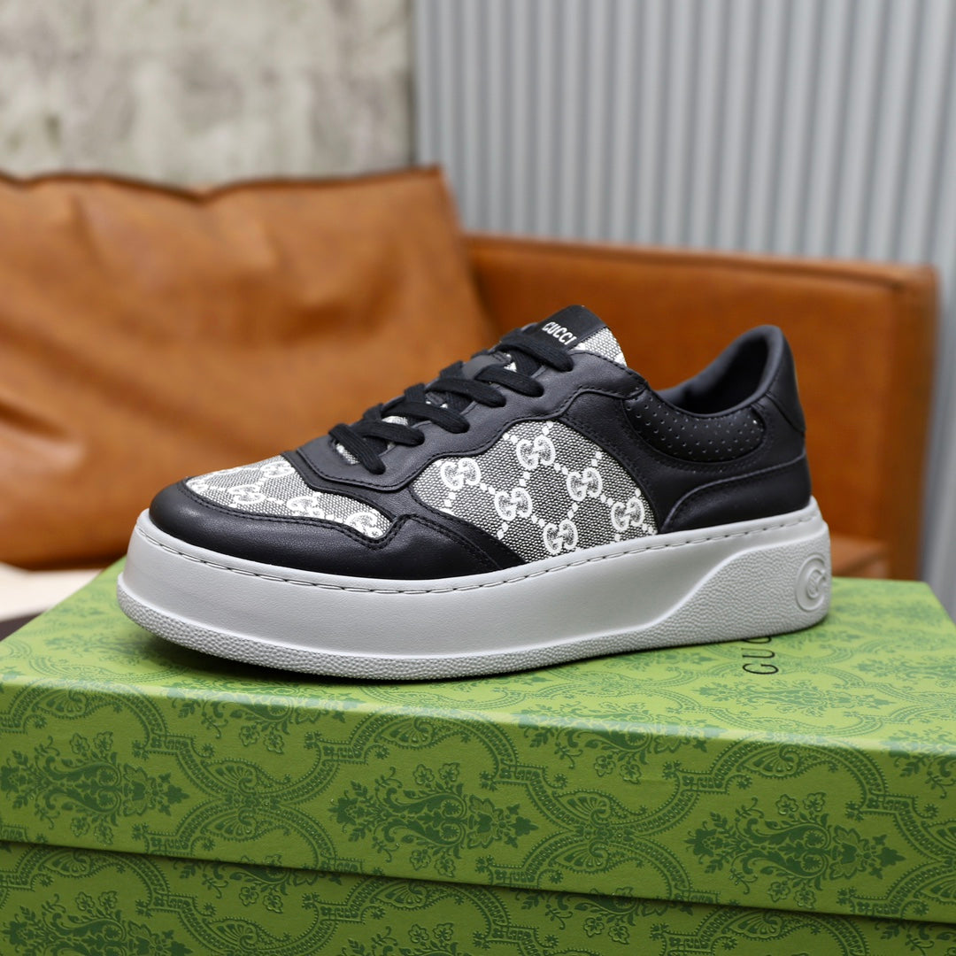 GG Men's Sneaker Black Colth Sheepskin 523161