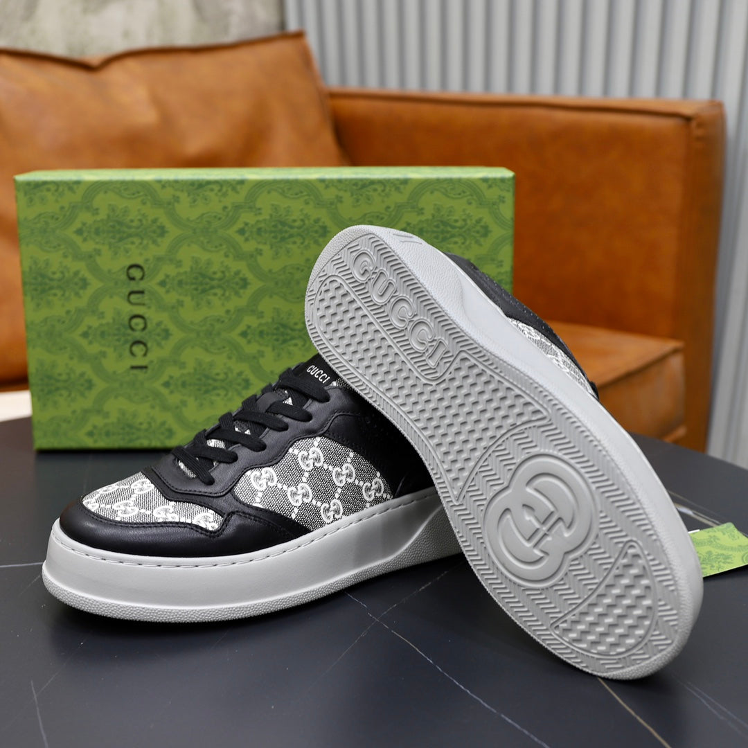 GG Men's Sneaker Black Colth Sheepskin 523161