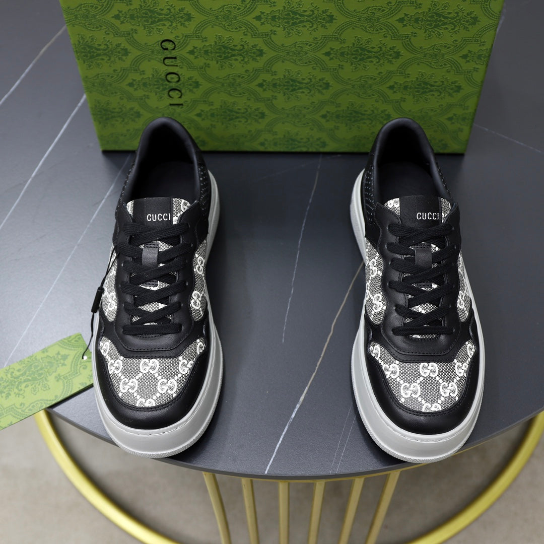 GG Men's Sneaker Black Colth Sheepskin 523161