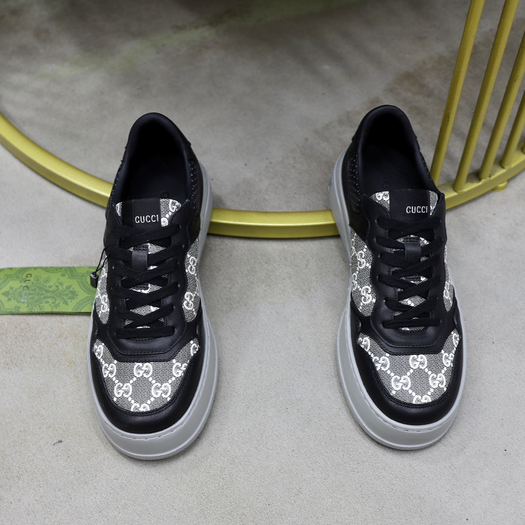 GG Men's Sneaker Black Colth Sheepskin 523161