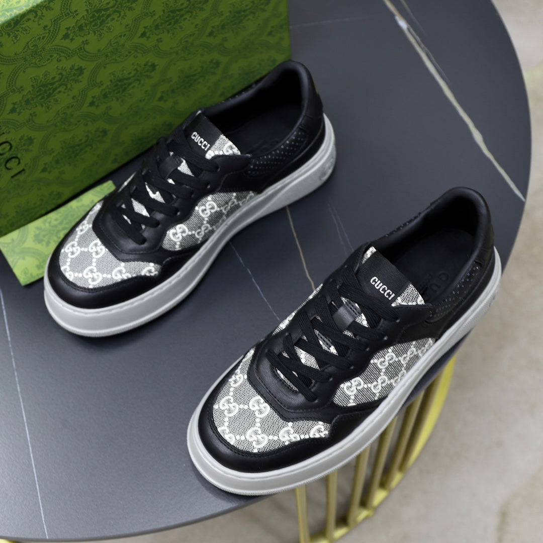 GG Men's Sneaker Black Colth Sheepskin 523161