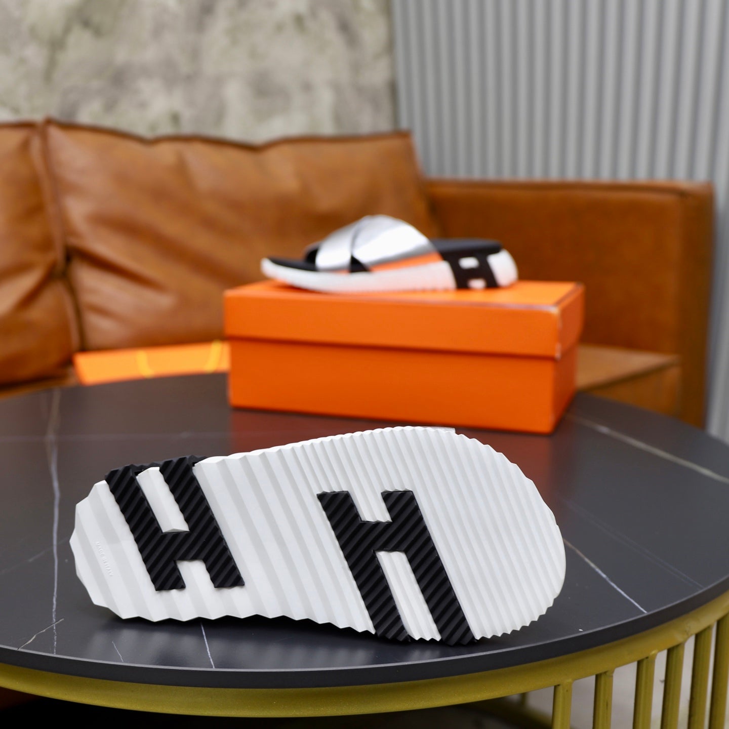 HM Men's Infra Slide Silver Calfskin 711698