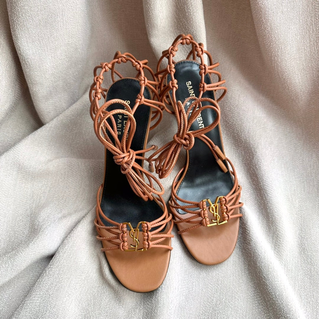 BABYLONE SANDALS 90 IN TAN LAMBSKIN