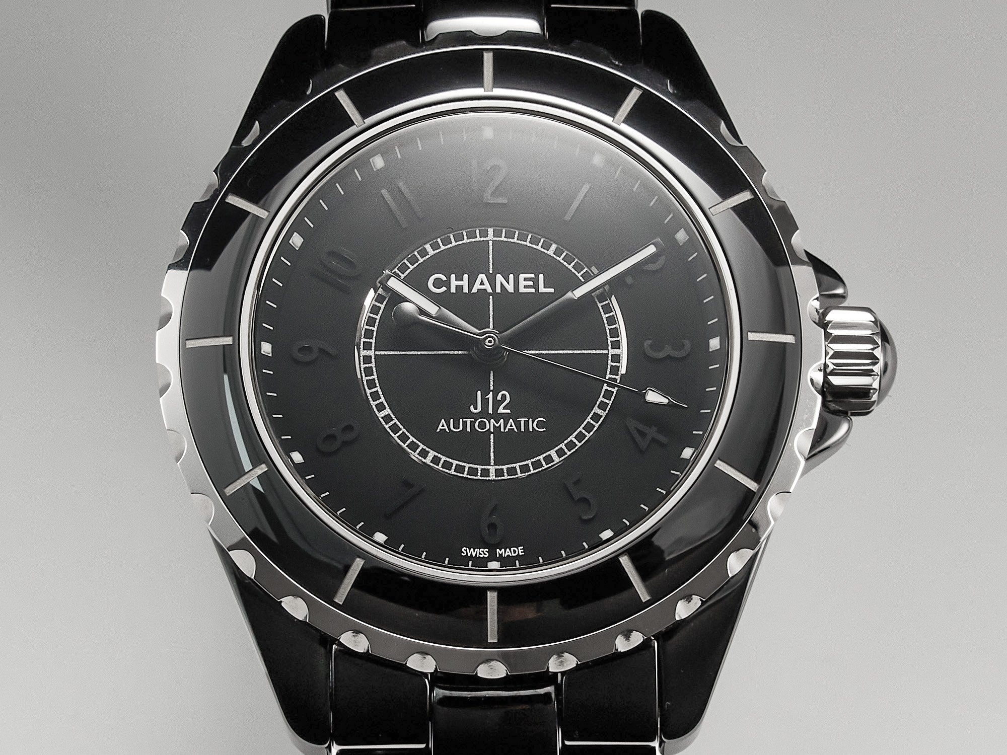 J12 Automatic Black Ceramic Black Numerals Black Dial Black Steel Hands