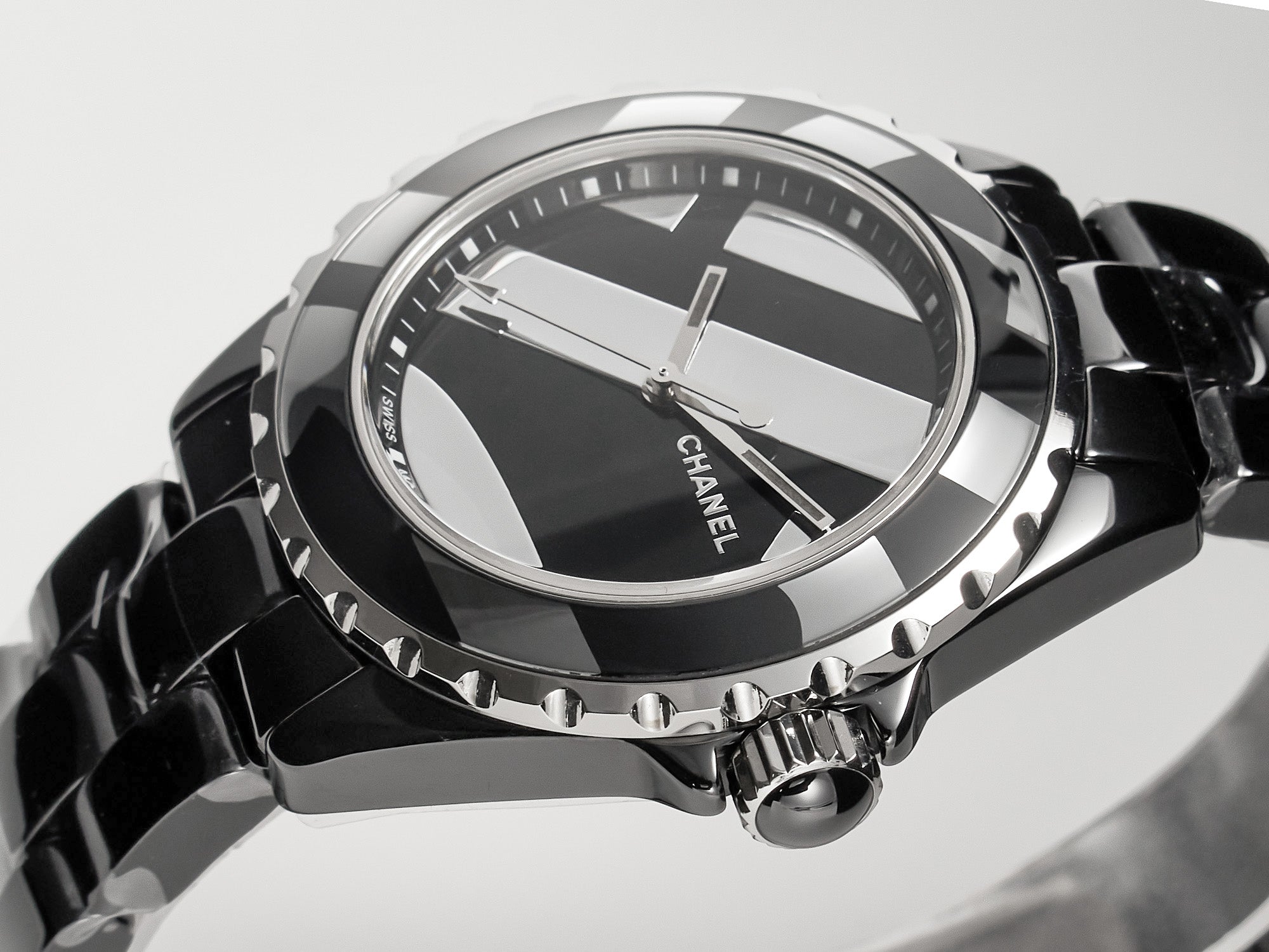 J12 38mm Automatic Limited Untitled H5582 Black Ceramic Black Steel Dial