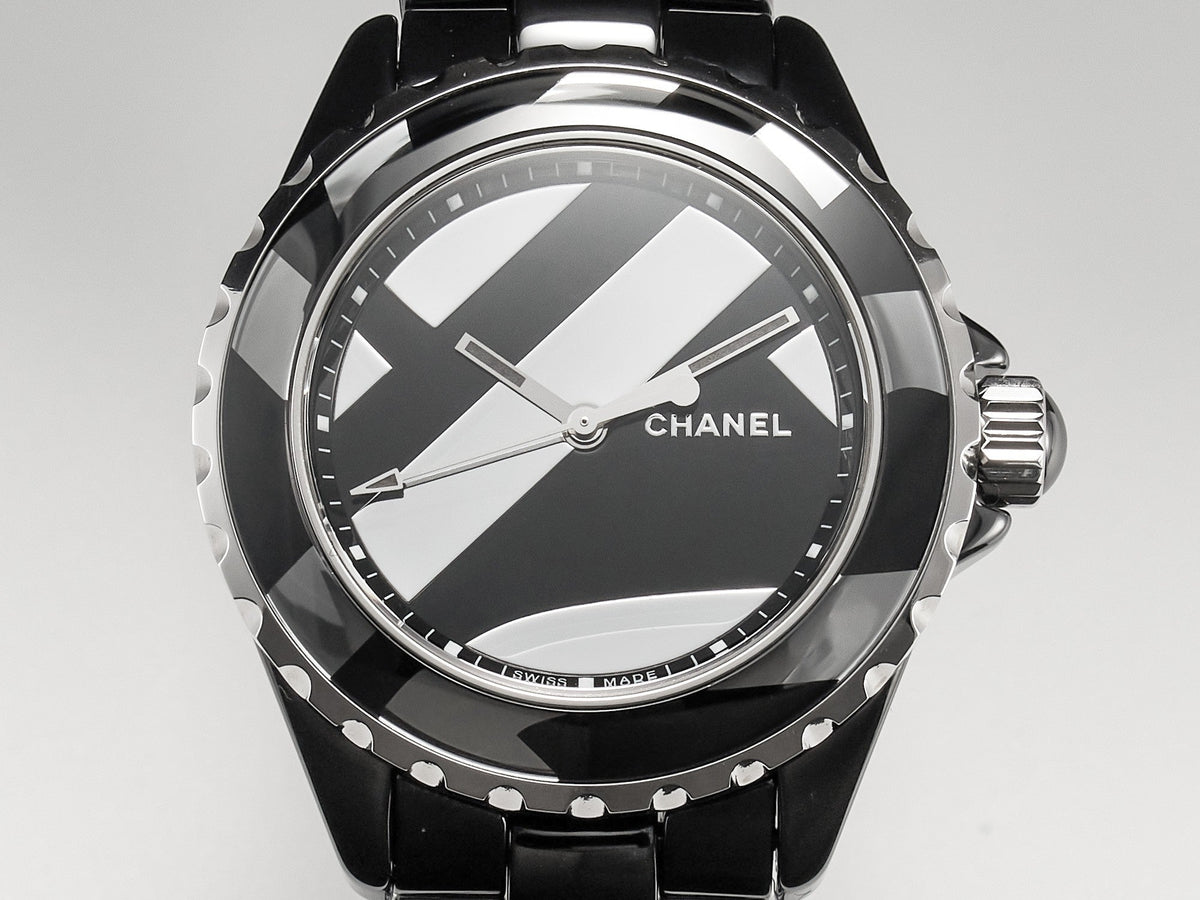 J12 38mm Automatic Limited Untitled H5582 Black Ceramic Black Steel Dial