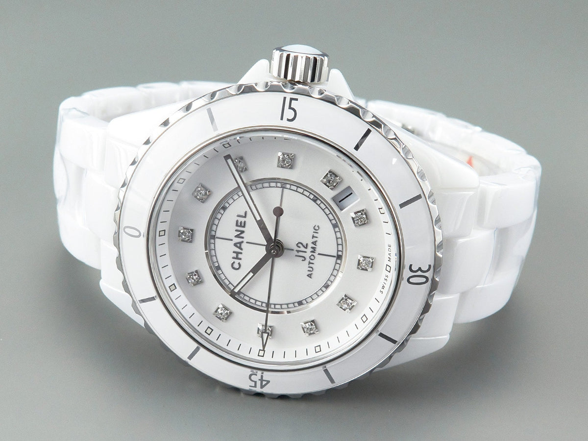 J12 Automatic White Ceramic Diamond Numerals White Dial
