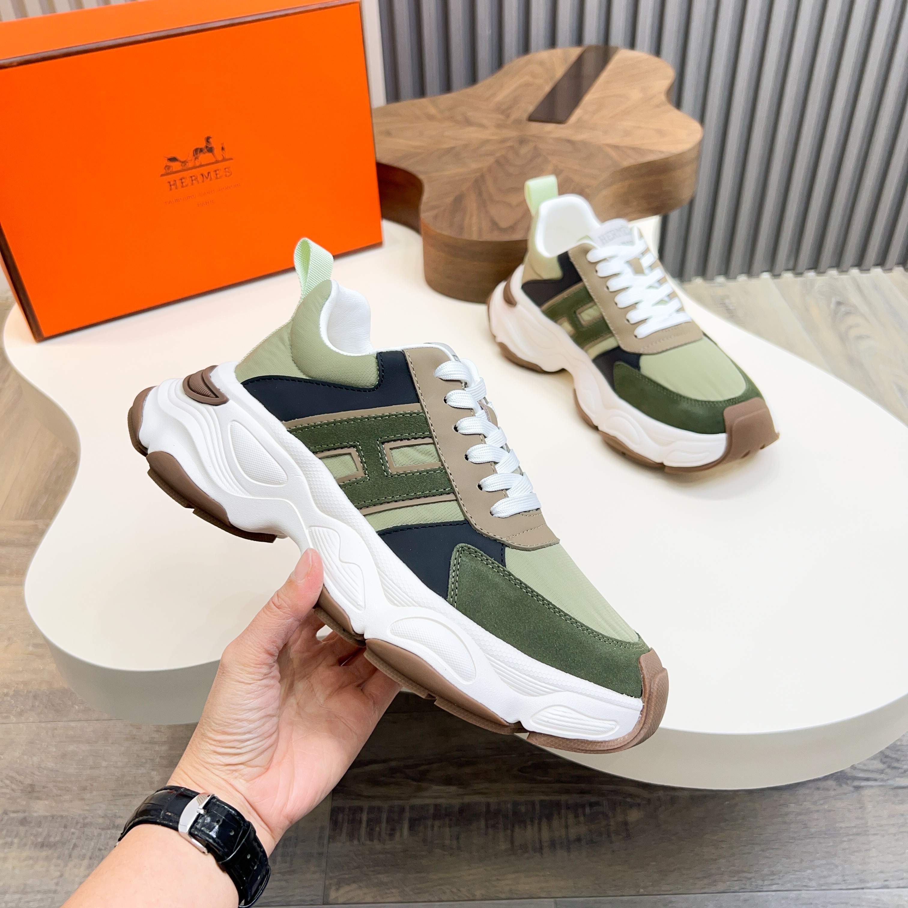 HM Men's Sneaker Green Calfskin Suede 601278