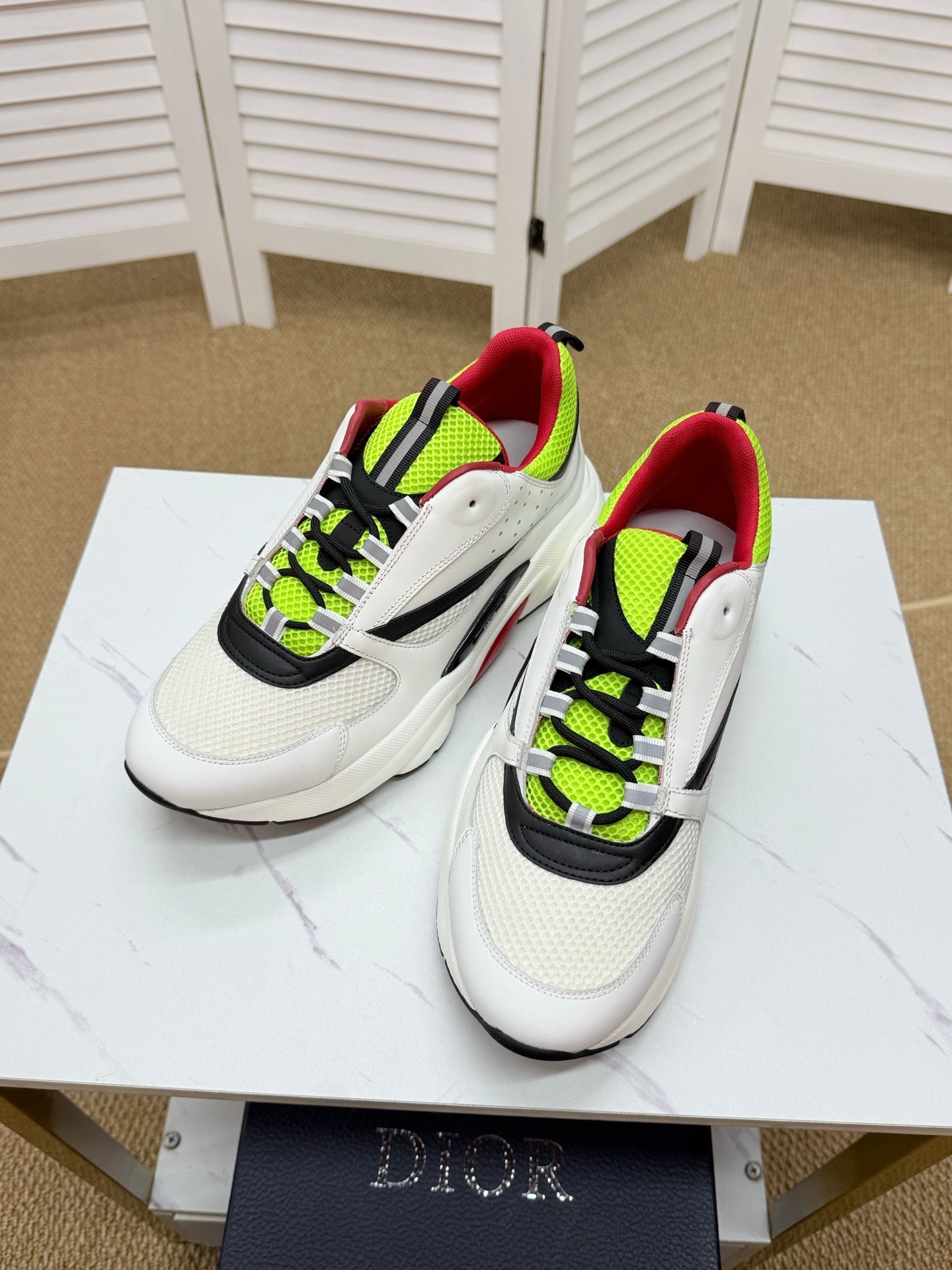 CD B22 Sneaker White-green Mesh Calfskin 648058