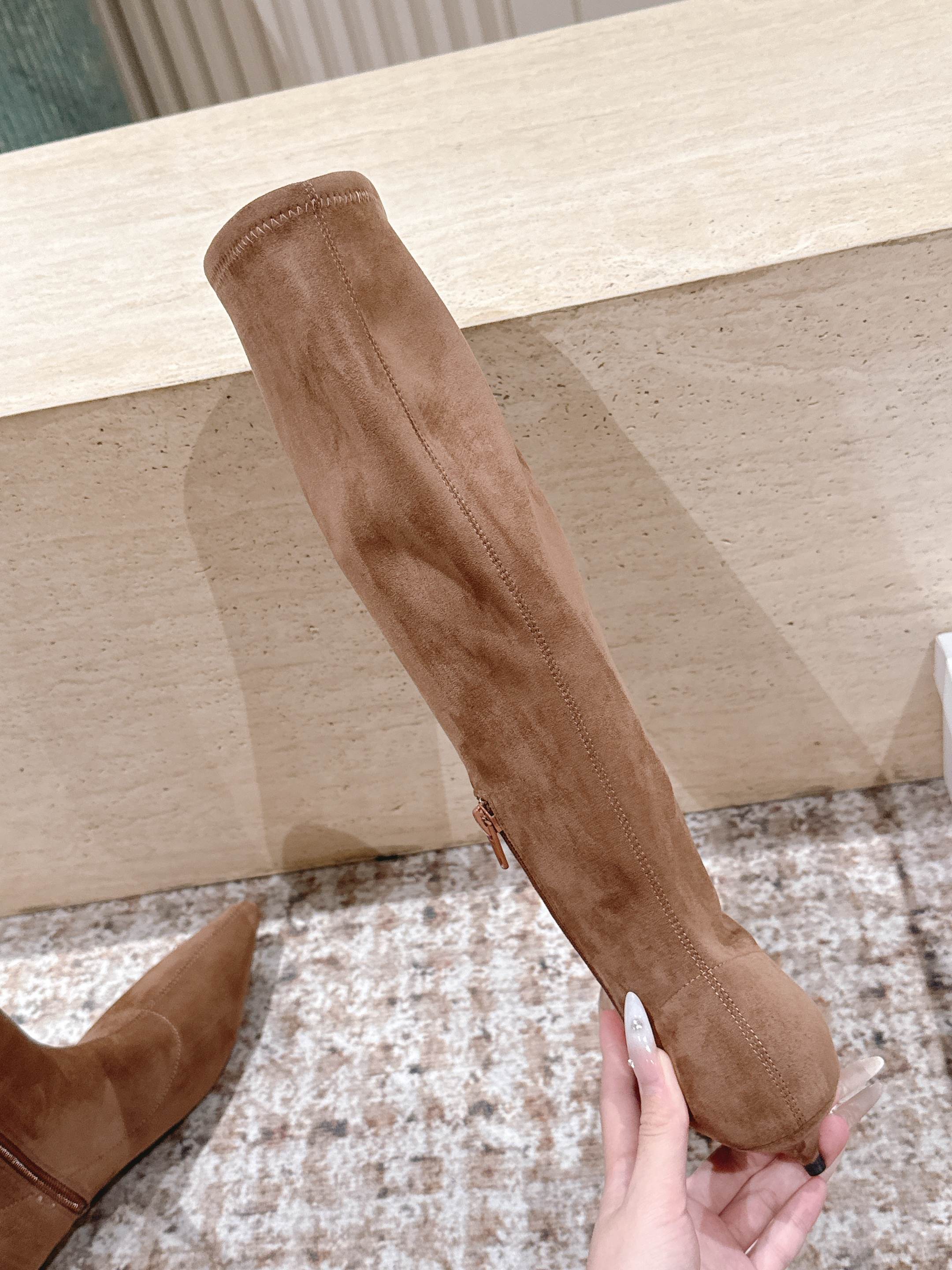 The Row 2025 Long Boot Brown Suede 556126