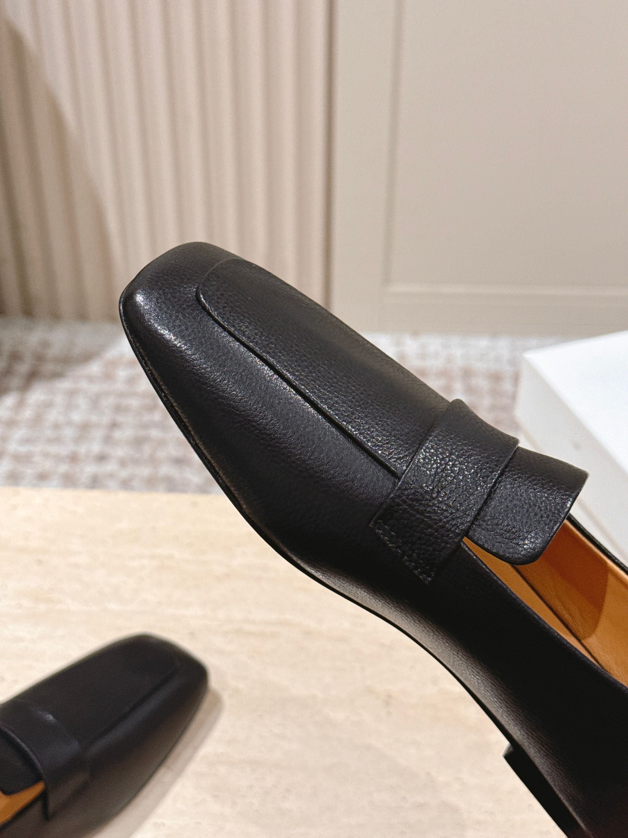 The Row 2025 Square Toe Loafer Black Sheepskin 556138