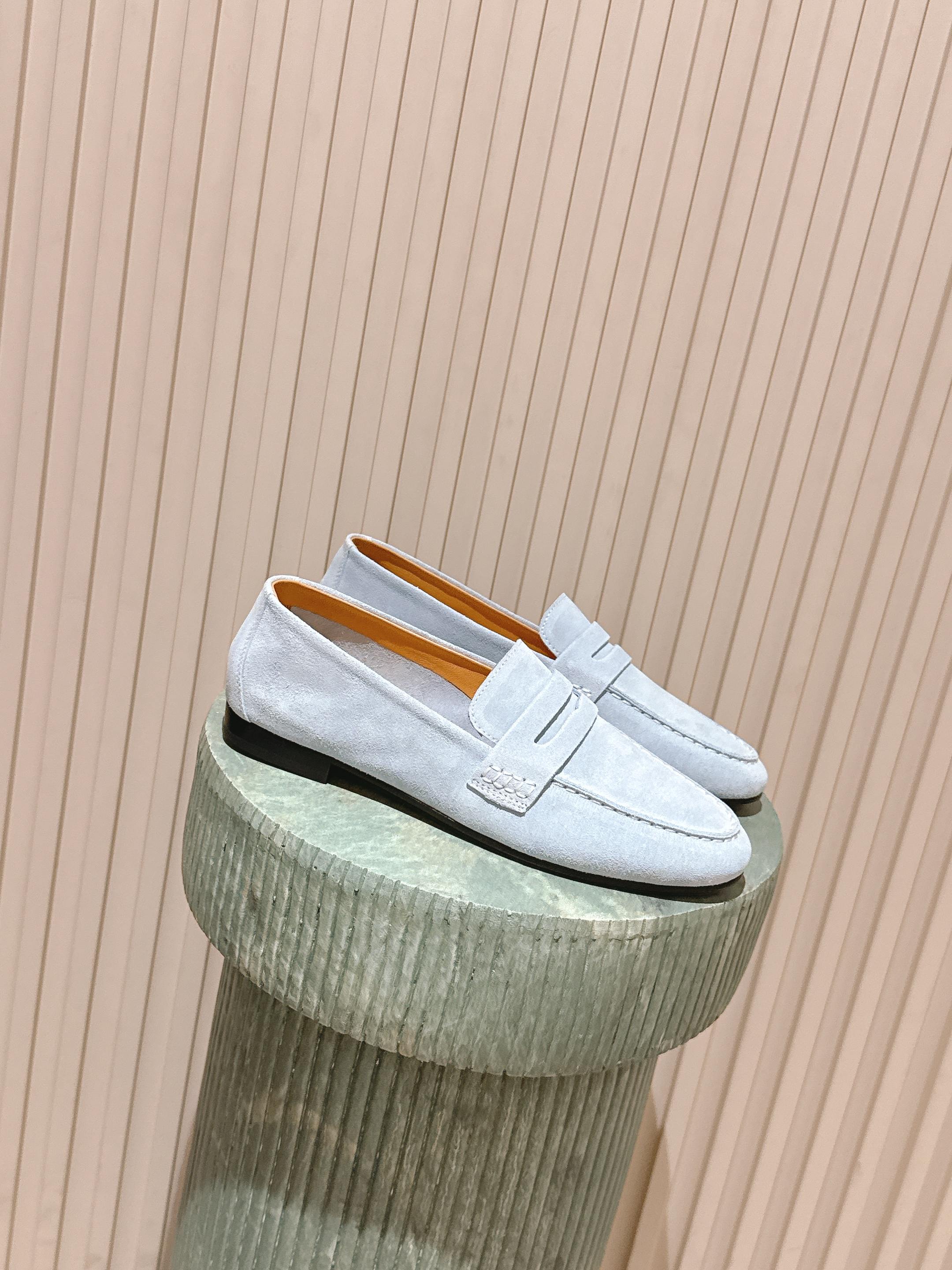 The Row 2025 Loafer Light Blue Suede 556140