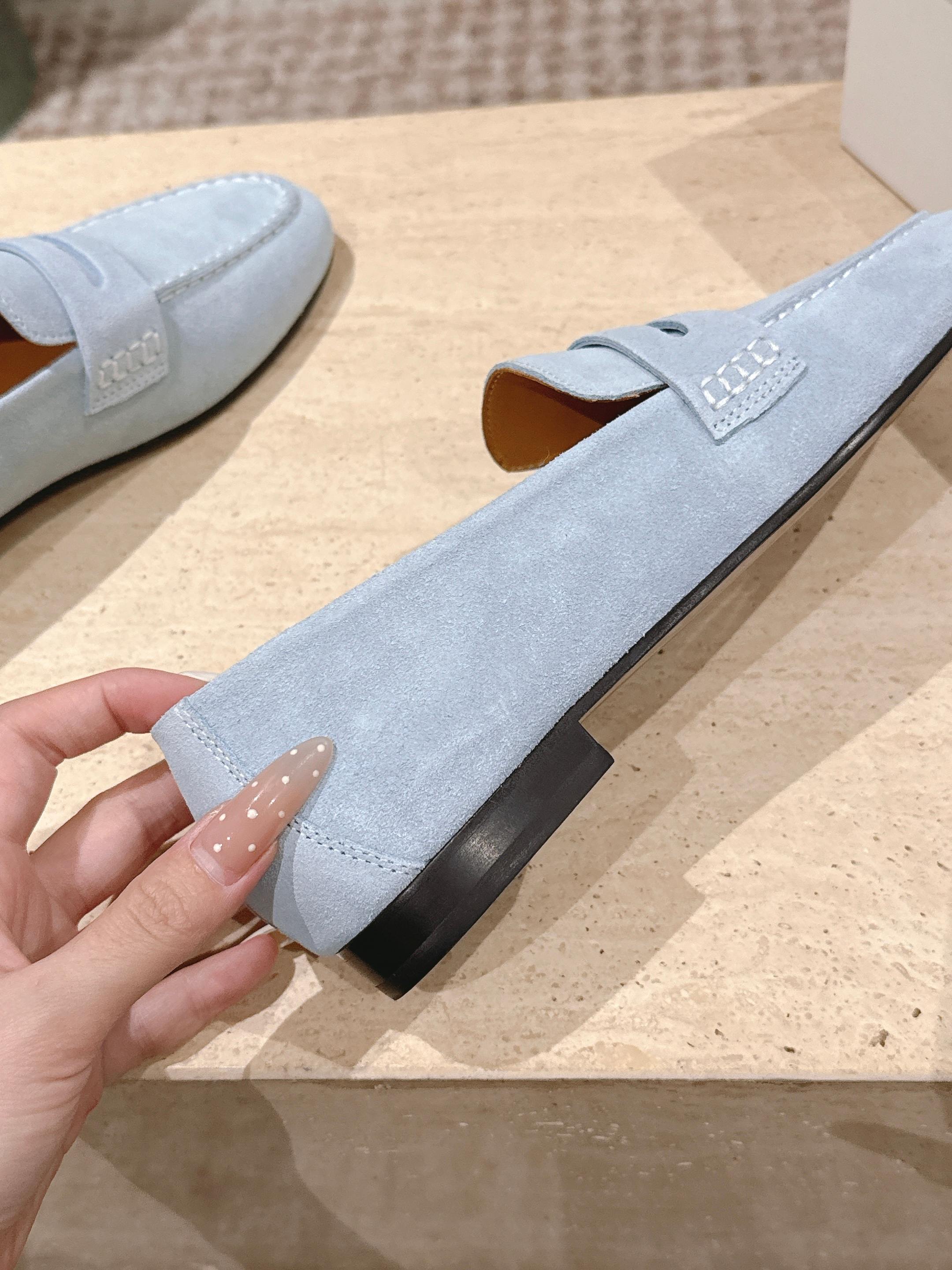 The Row 2025 Loafer Light Blue Suede 556140