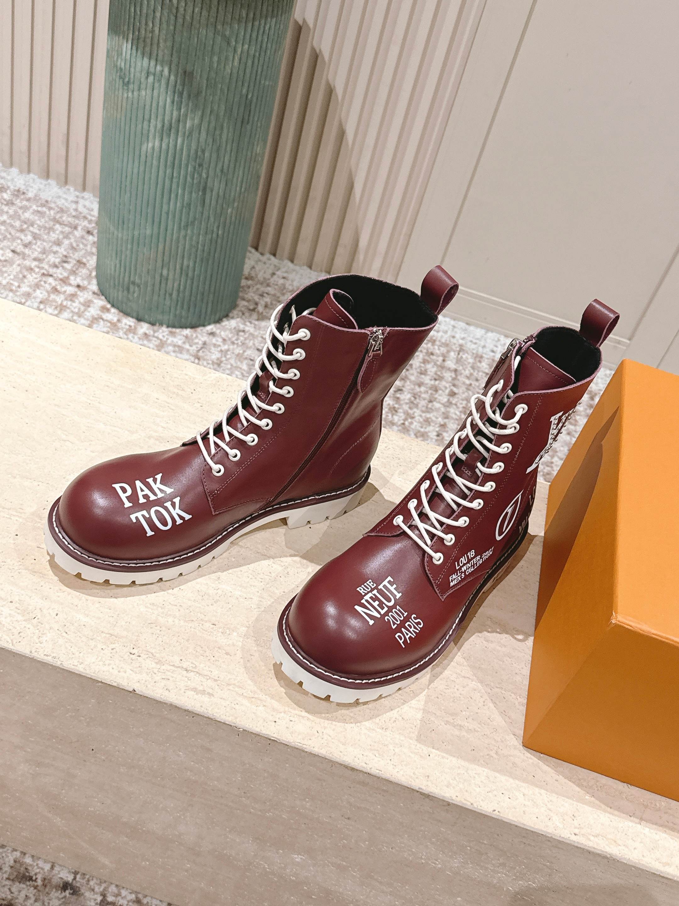 LV 25 Short Boots Burgundy Cowhide 576919