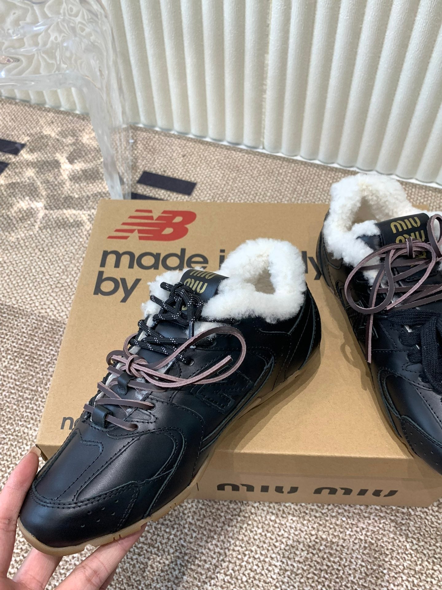 Miu x Balance Sneakers Black Cowhide