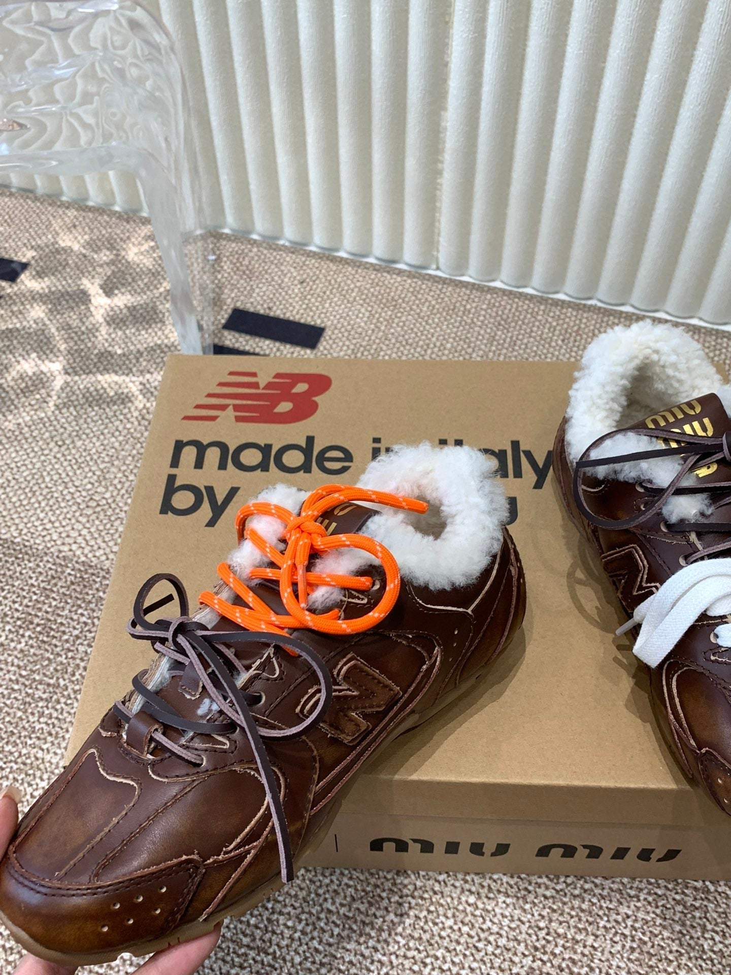 Miu x Balance Sneakers Chocolate Brown Cowhide