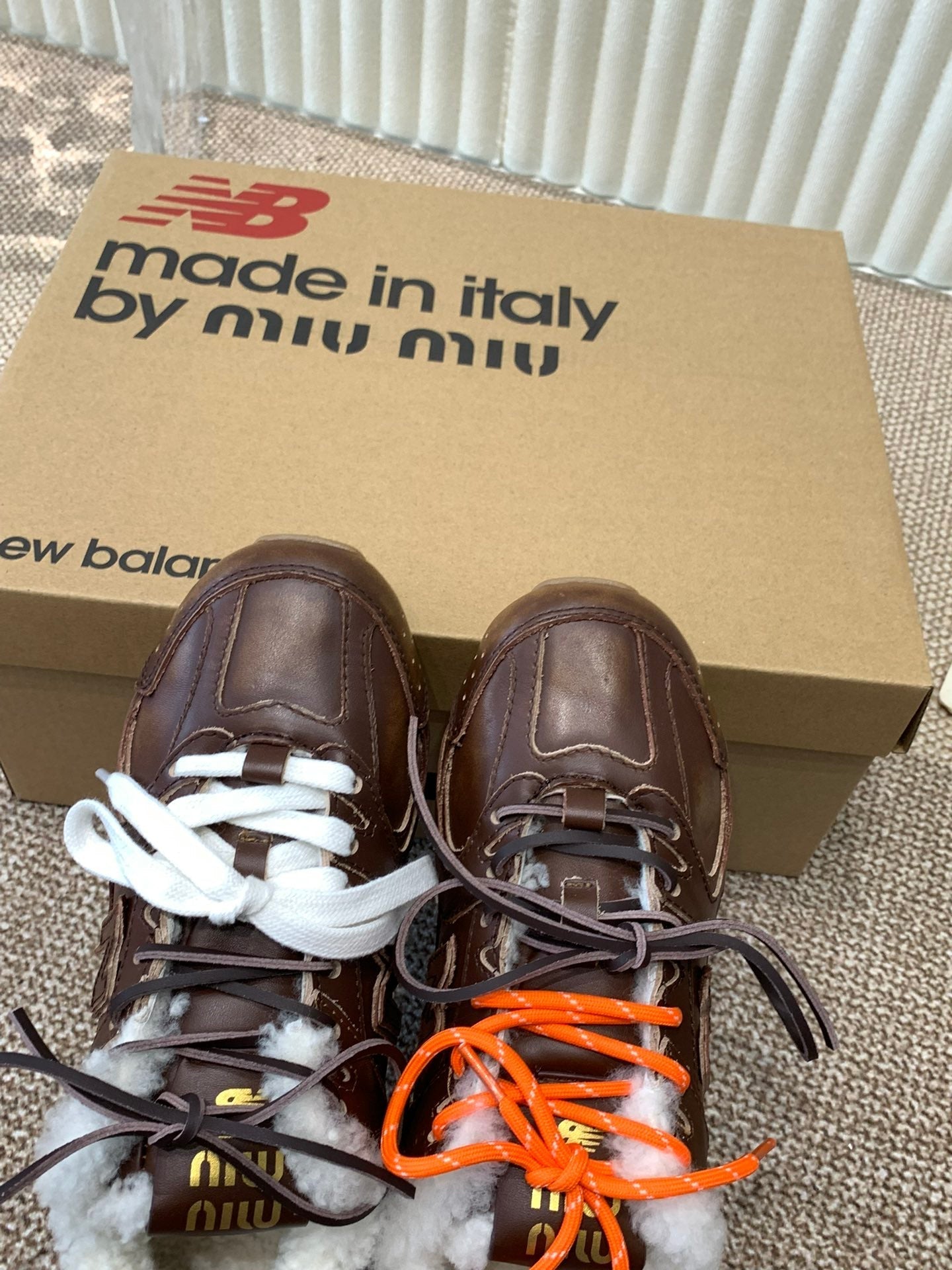 Miu x Balance Sneakers Chocolate Brown Cowhide