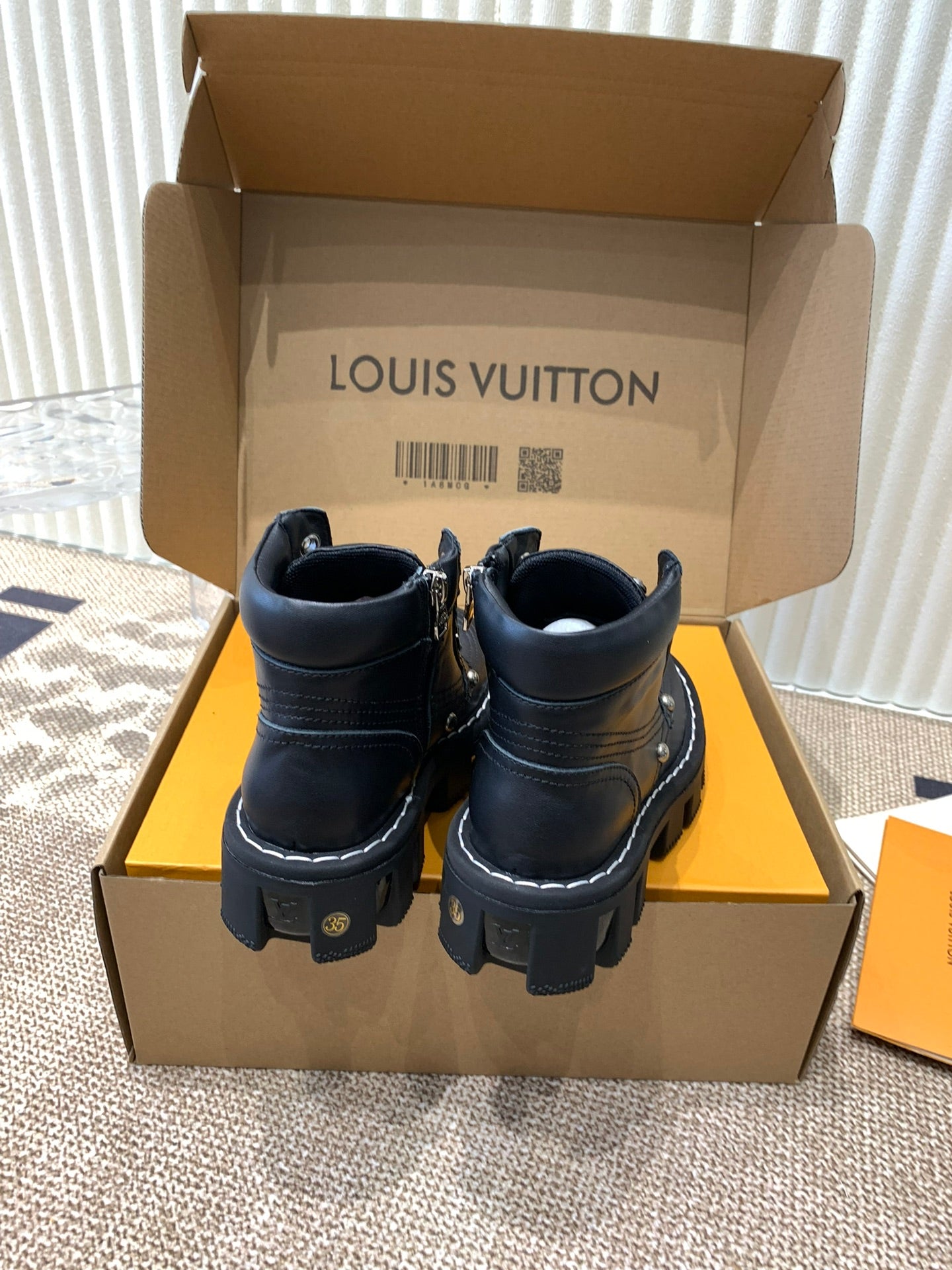 LV Checker Ankle Boots Black Cowhide
