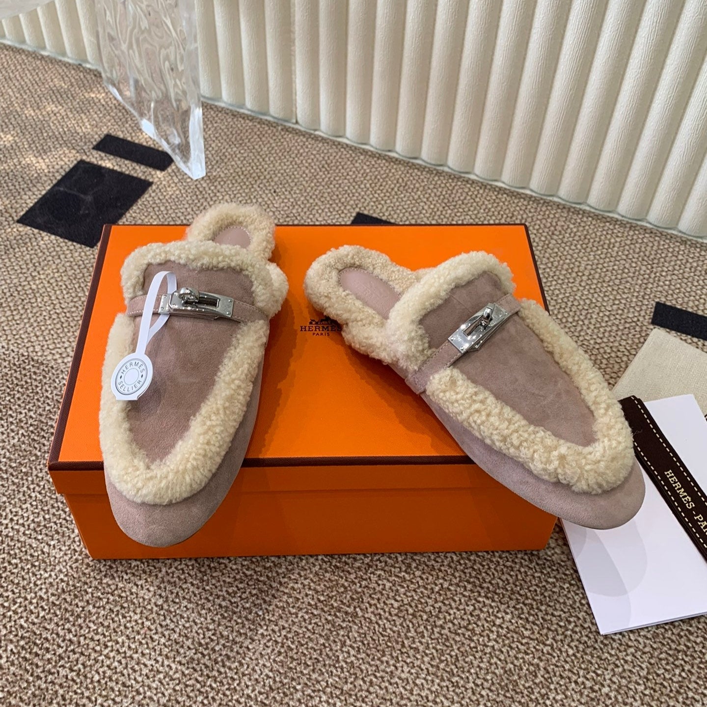 HM Oz Mule In Light Purple Suede Lined With Wool Fleece 113187