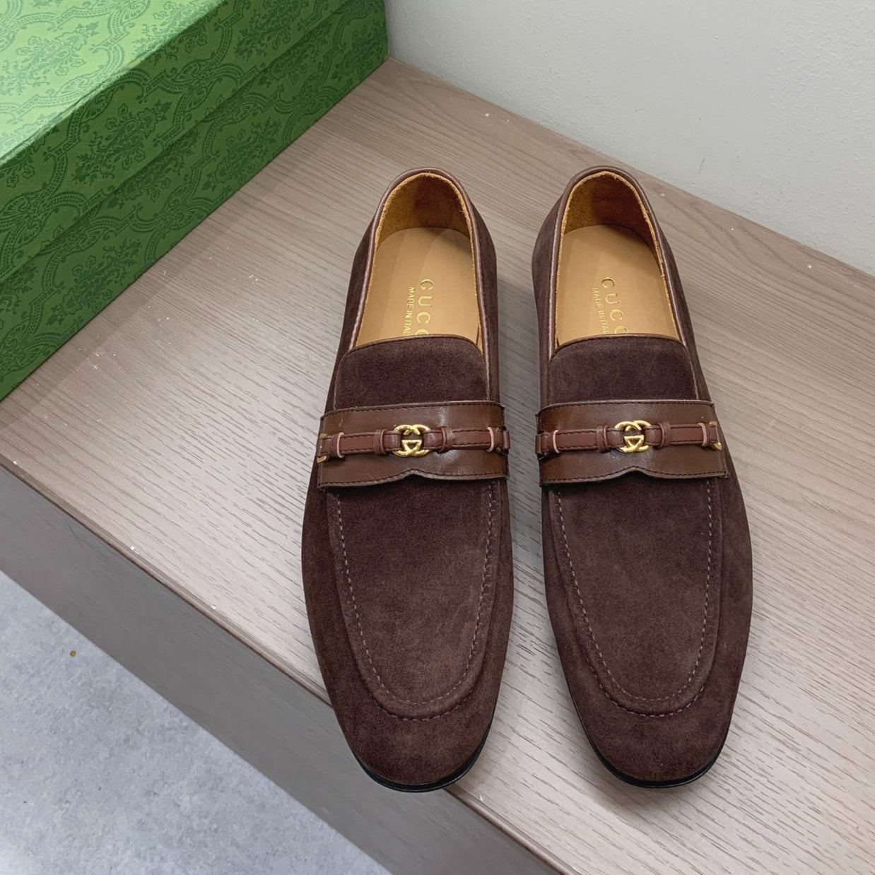 GG Men's Interlocking GG Loafer Dark Brown Suede 542500