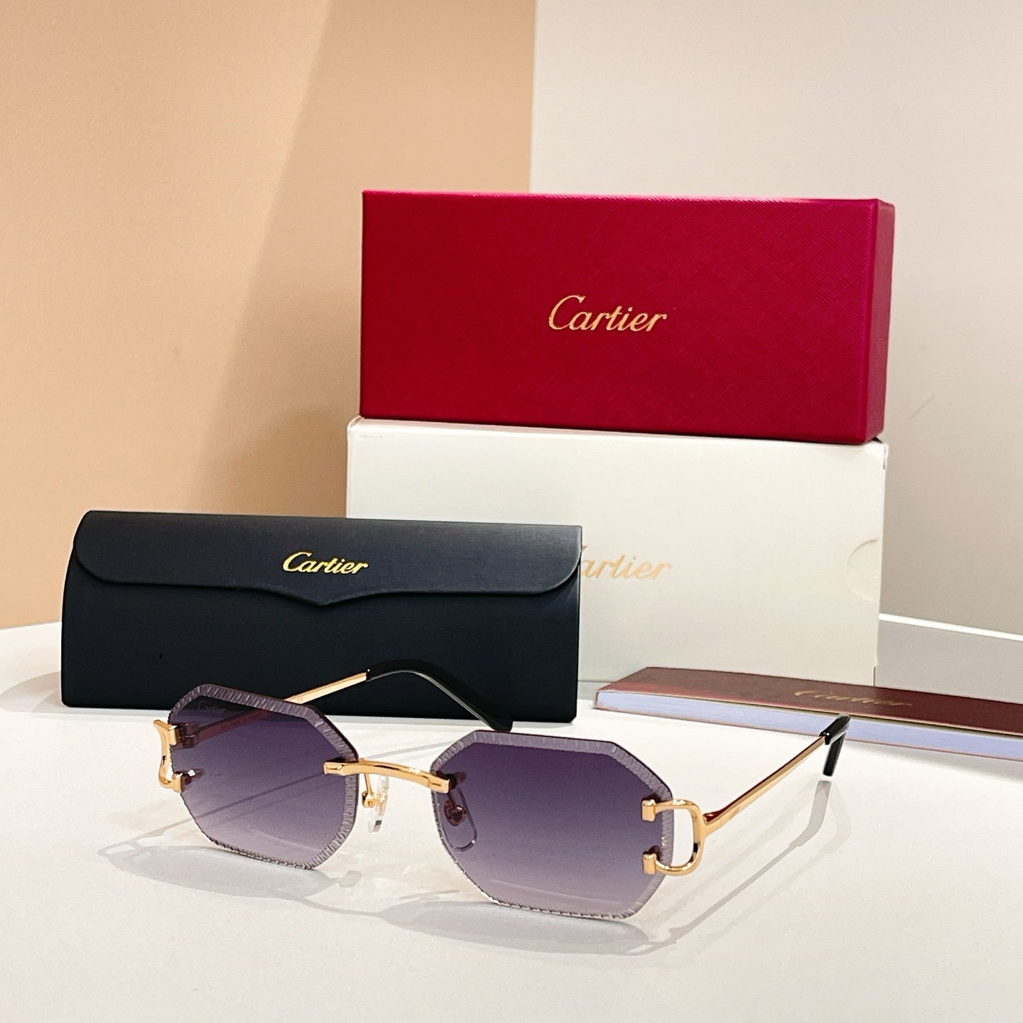 C DE RIMLESS GEOMETRIC FRAME SUNGLASSES CT0092O IN METAL