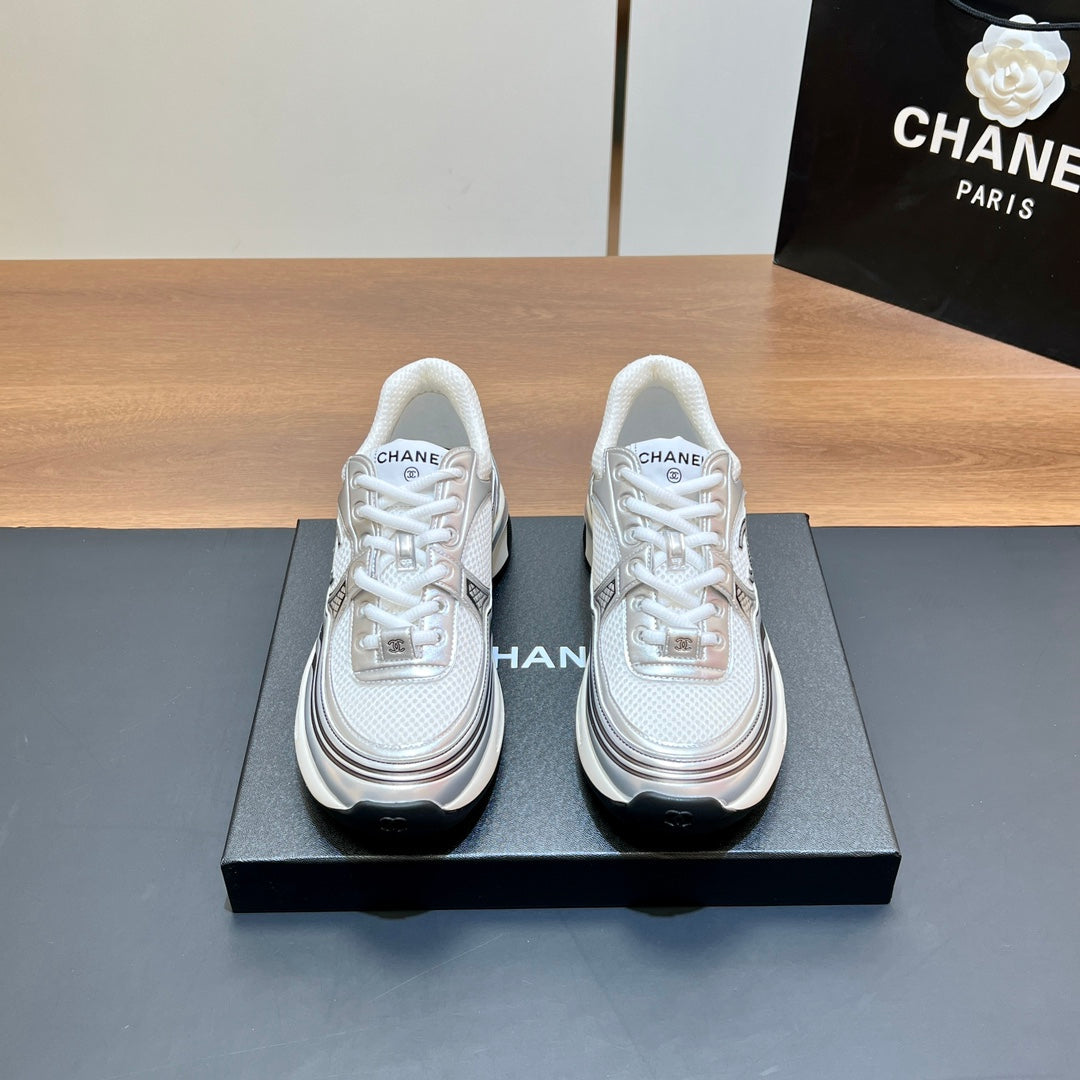 CC Sneaker In White Mesh Fabric Print Logo 149838
