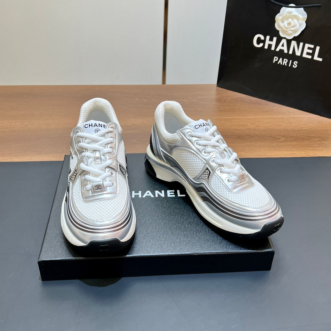 CC Sneaker In White Mesh Fabric Print Logo 149838