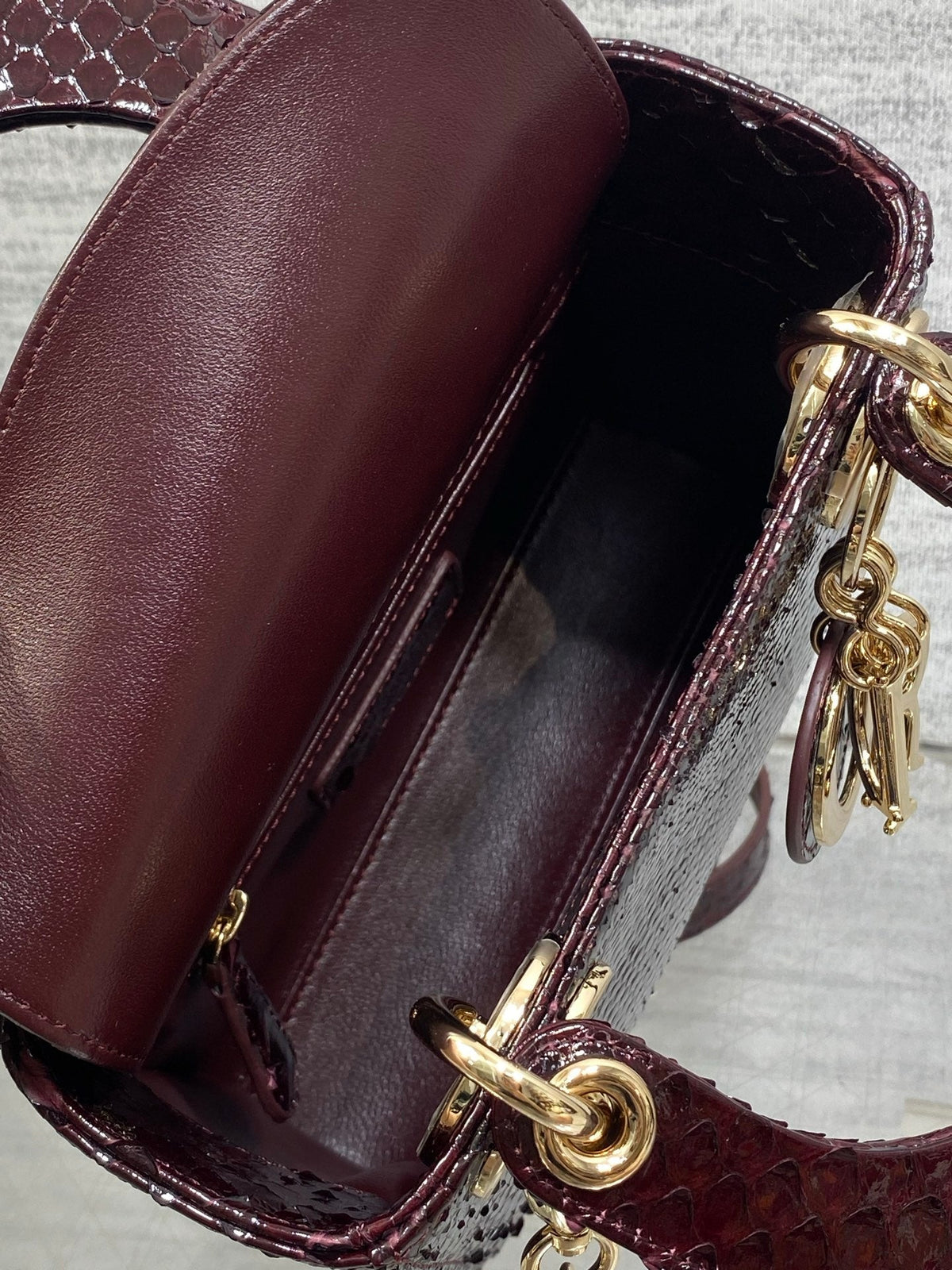 Dior 2026 Snakeskin Print Lady Dior Bag 17cm Leather 408666