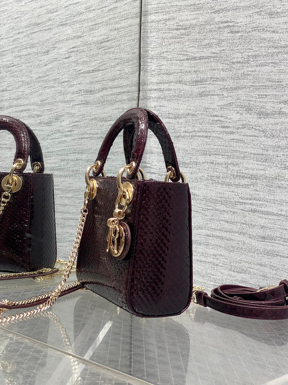 Dior 2026 Snakeskin Print Lady Dior Bag 17cm Leather 408666