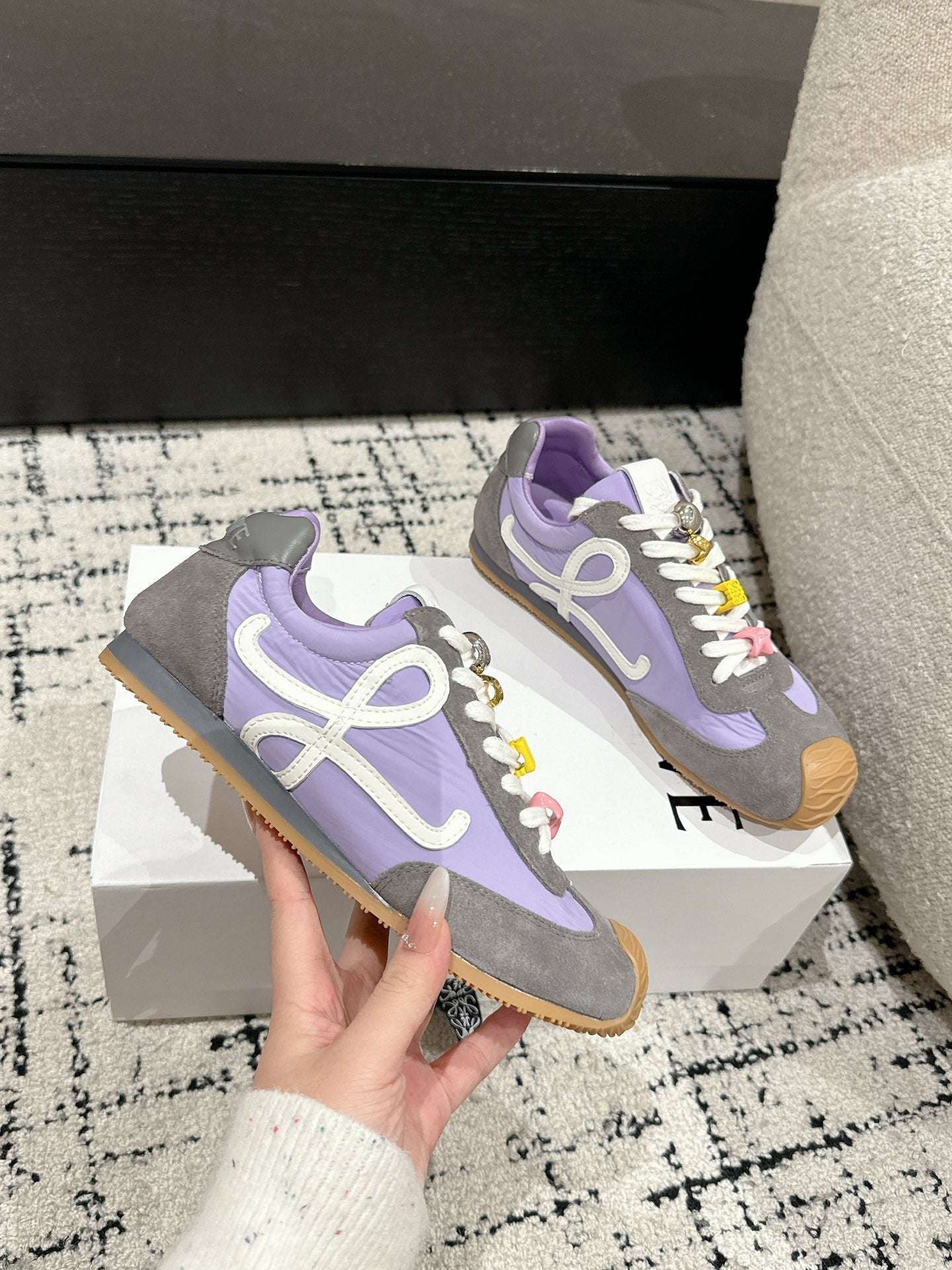 Loewe 25 Ballet Runner 2.0 Sneaker Grey Purple Nylon Sheepskin
