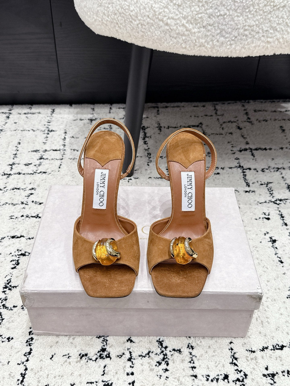 Jimmy Choo 2026 Emani Sandals 100mm Silk Suede 955546